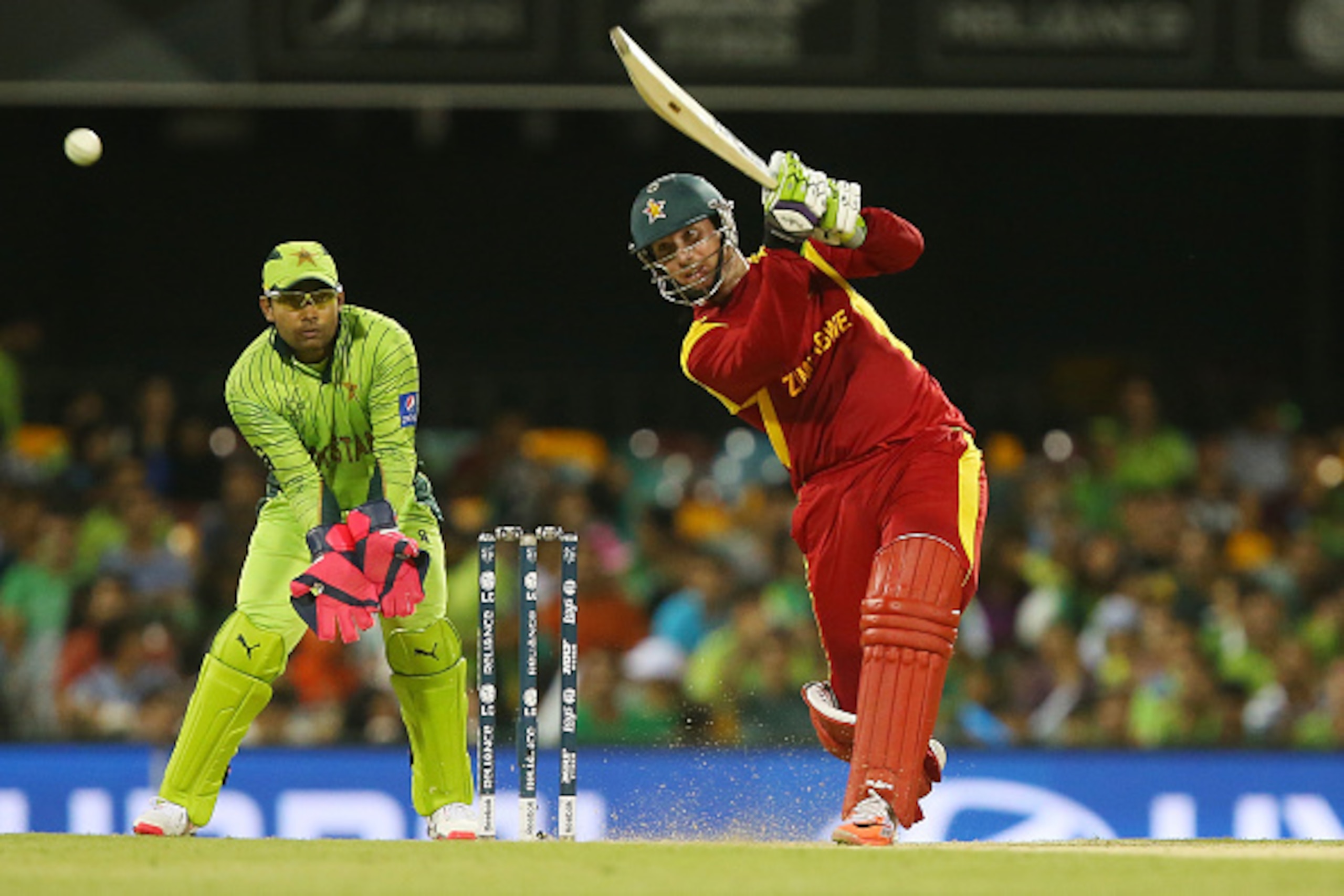 BRISBANE, AUSTRALIA - MARCH 01:  Brendan Taylor of Zimbabwe bats during the 2015 ICC Cricket World Cup match between Pakistan and Zimbabwe at The Gabba on March 1, 2015 in Brisbane, Australia.  (Photo by Chris Hyde/Getty Images)