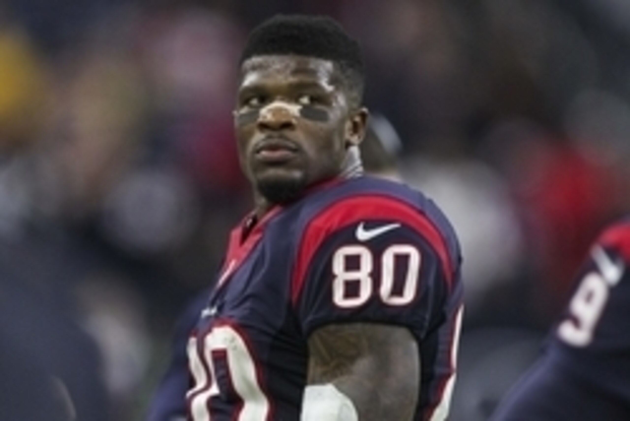 Dec 28, 2014; Houston, TX, USA; Houston Texans wide receiver Andre Johnson (80) on the sideline during the fourth quarter against the Jacksonville Jaguars at NRG Stadium. The Texans defeated the Jaguars 23-17. Mandatory Credit: Troy Taormina-USA TODAY Spo