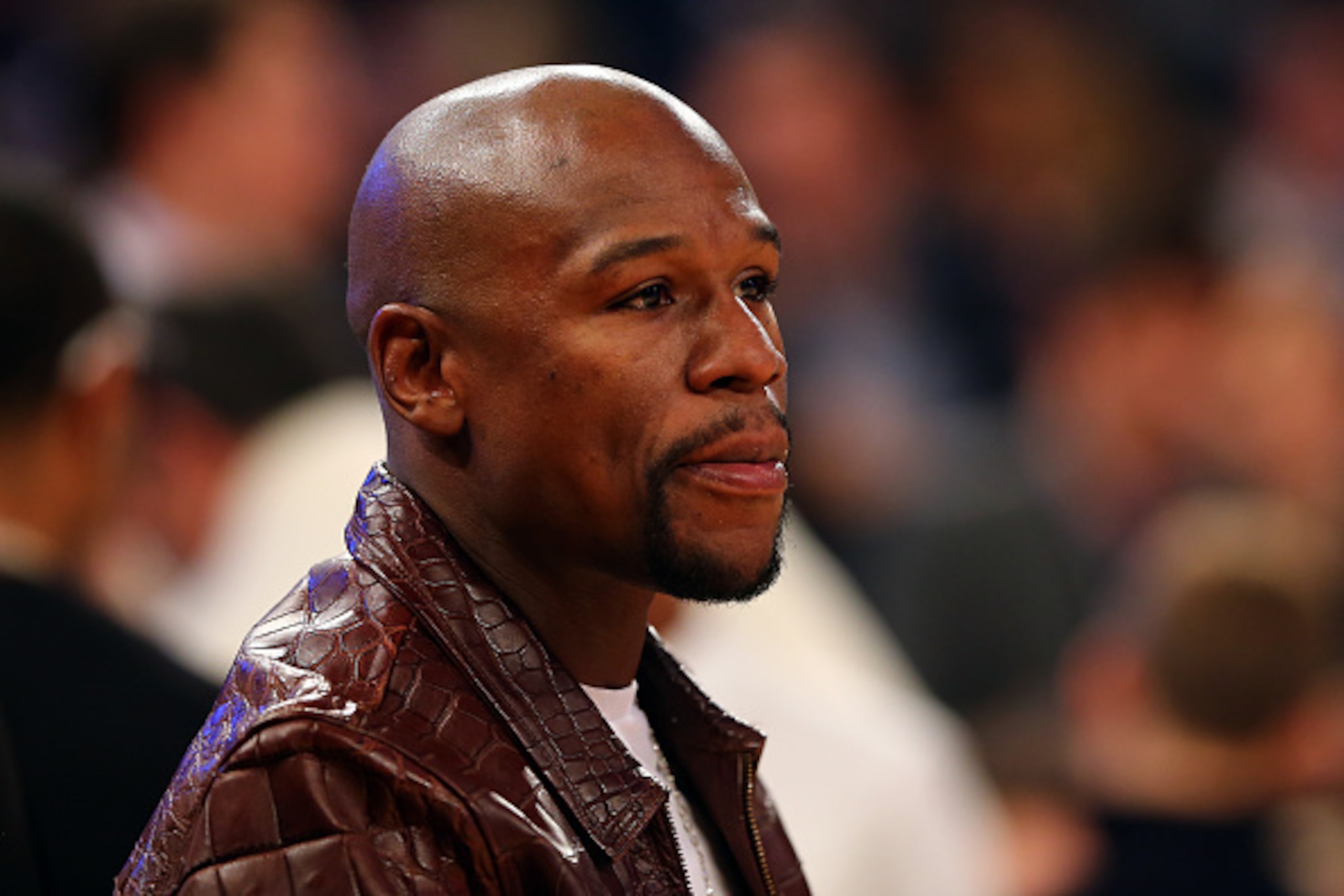 NEW YORK, NY - FEBRUARY 15:  Boxer Floyd Mayweather Jr. attends the 2015 NBA All-Star Game at Madison Square Garden on February 15, 2015 in New York City.  NOTE TO USER: User expressly acknowledges and agrees that, by downloading and/or using this photogr