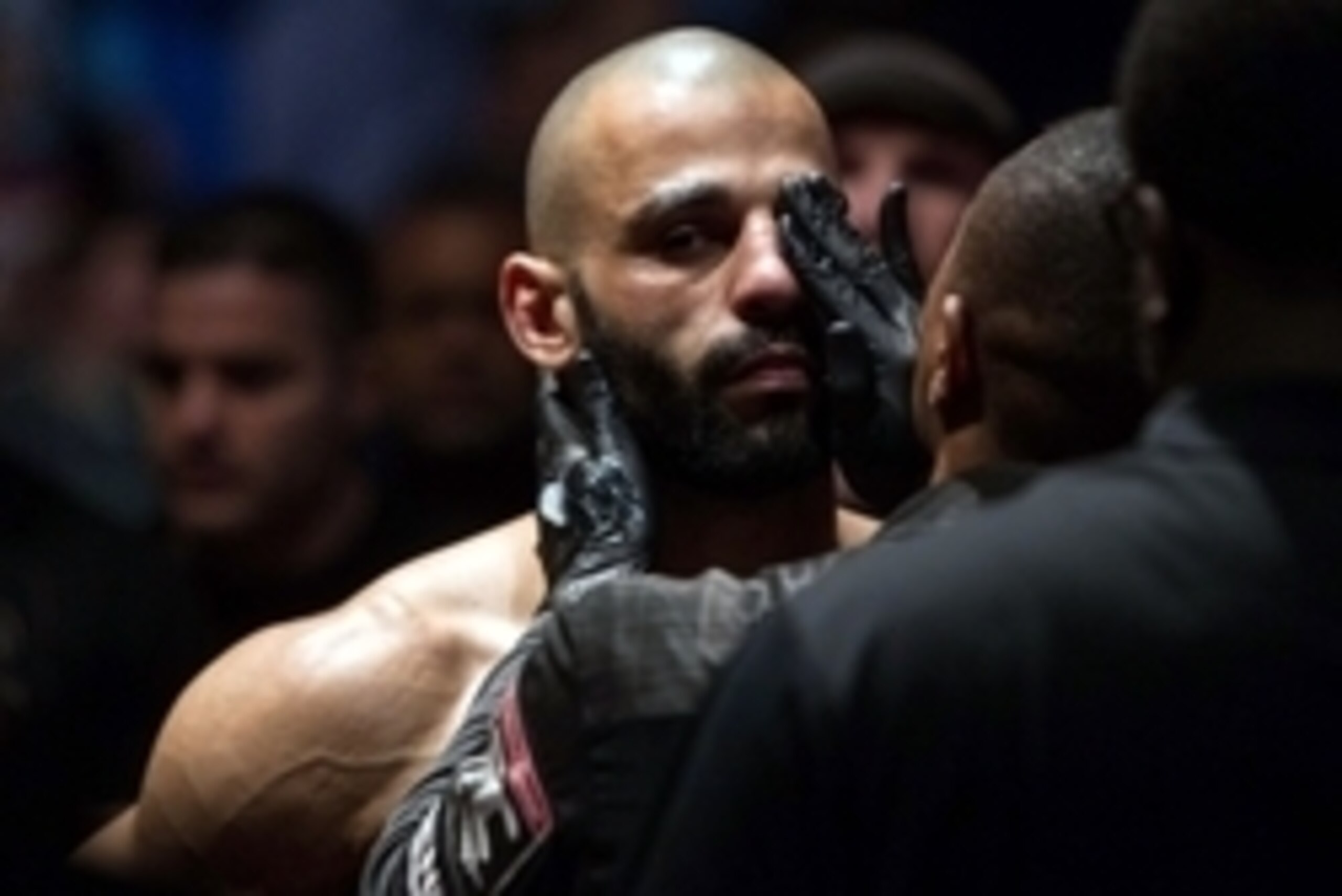 Jan 15, 2014; Duluth, GA, USA; Costas Philippou during his fight against Luke Rockhold (not pictured) during UFC Fight Night at Gwinnett Center. Rockhold wins. Mandatory Credit: Joshua S. Kelly-USA TODAY Sports