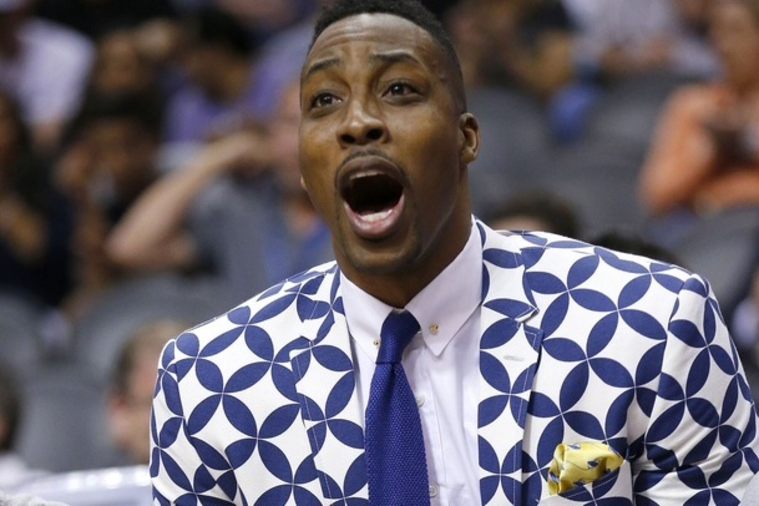 The Rockets look forward to seeing Dwight Howard in uniform instead of interesting jackets.