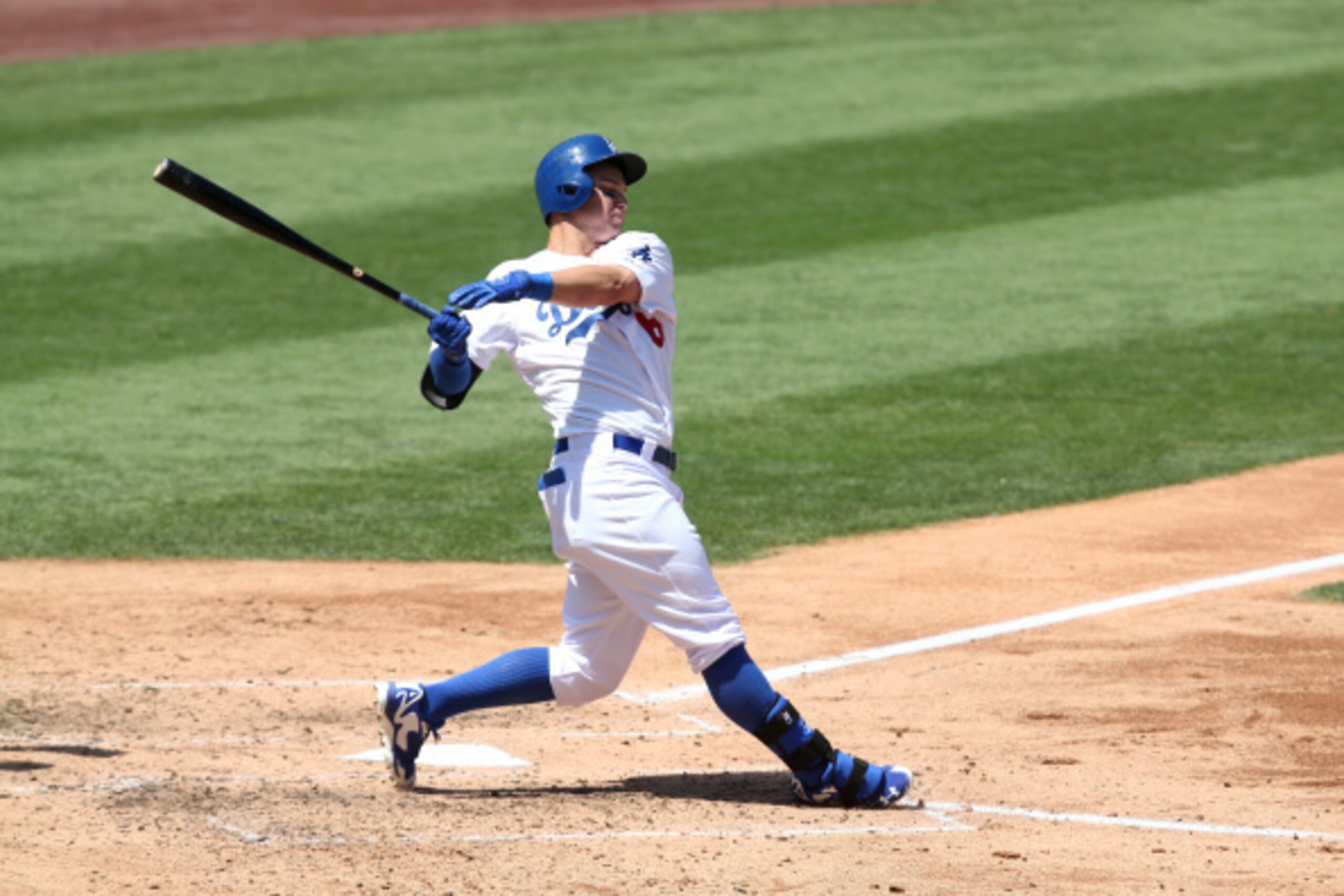 LOS ANGELES, CA - SEPTEMBER 03:  Joc Pederson #65 of the Los Angeles Dodgers bats against the Washington Nationals at Dodger Stadium on September 3, 2014 in Los Angeles, California.  (Photo by Stephen Dunn/Getty Images)