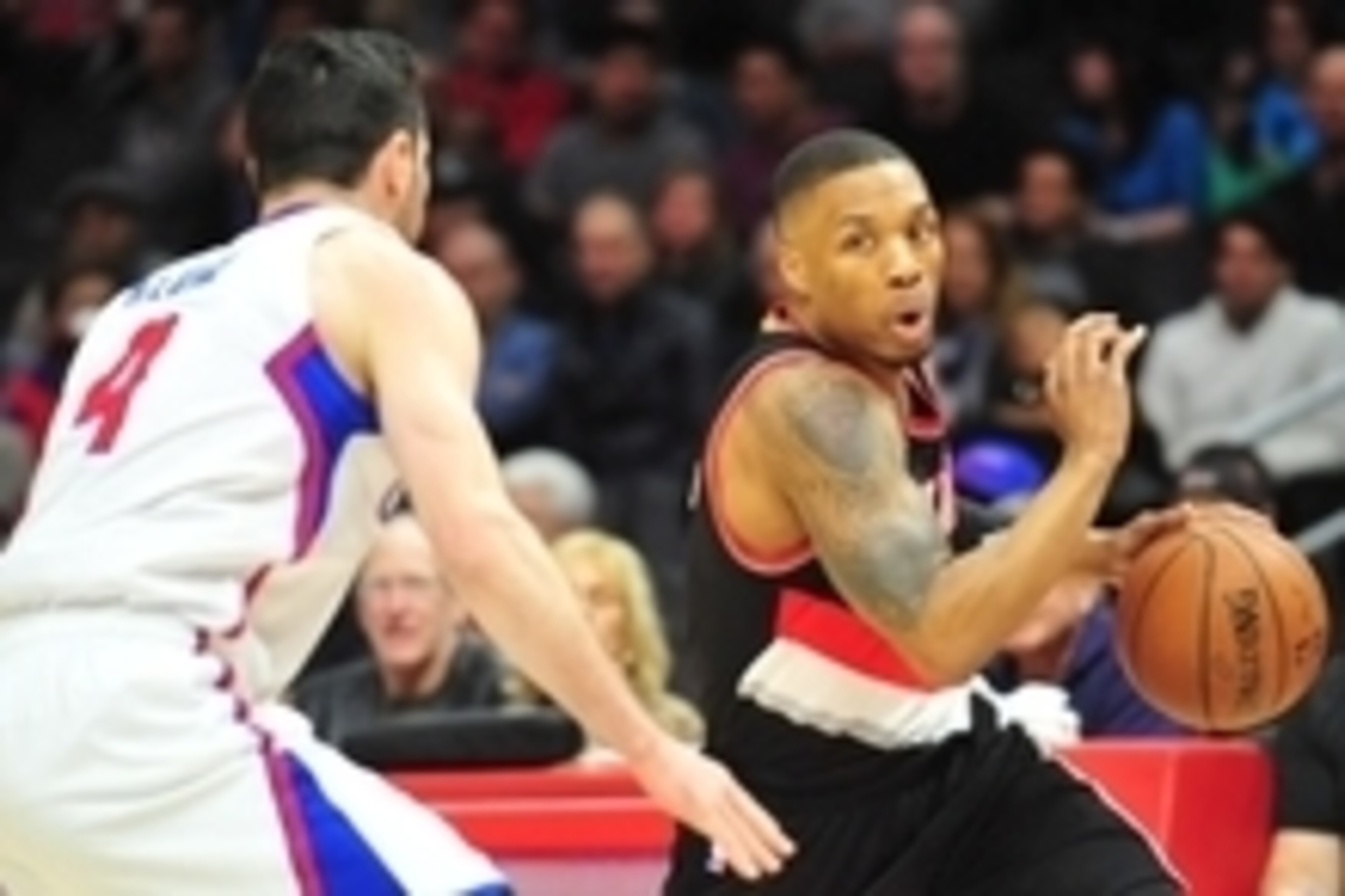 March 4, 2015; Los Angeles, CA, USA; Portland Trail Blazers guard Damian Lillard (0) moves to the basket against the defense of Los Angeles Clippers guard J.J. Redick (4) during the first half at Staples Center. Mandatory Credit: Gary A. Vasquez-USA TODAY March 4, 2015; Los Angeles, CA, USA; Portland Trail Blazers guard Damian Lillard (0) moves to the basket against the defense of Los Angeles Clippers guard J.J. Redick (4) during the first half at Staples Center. Mandatory Credit: Gary A. Vasquez-USA TODAY