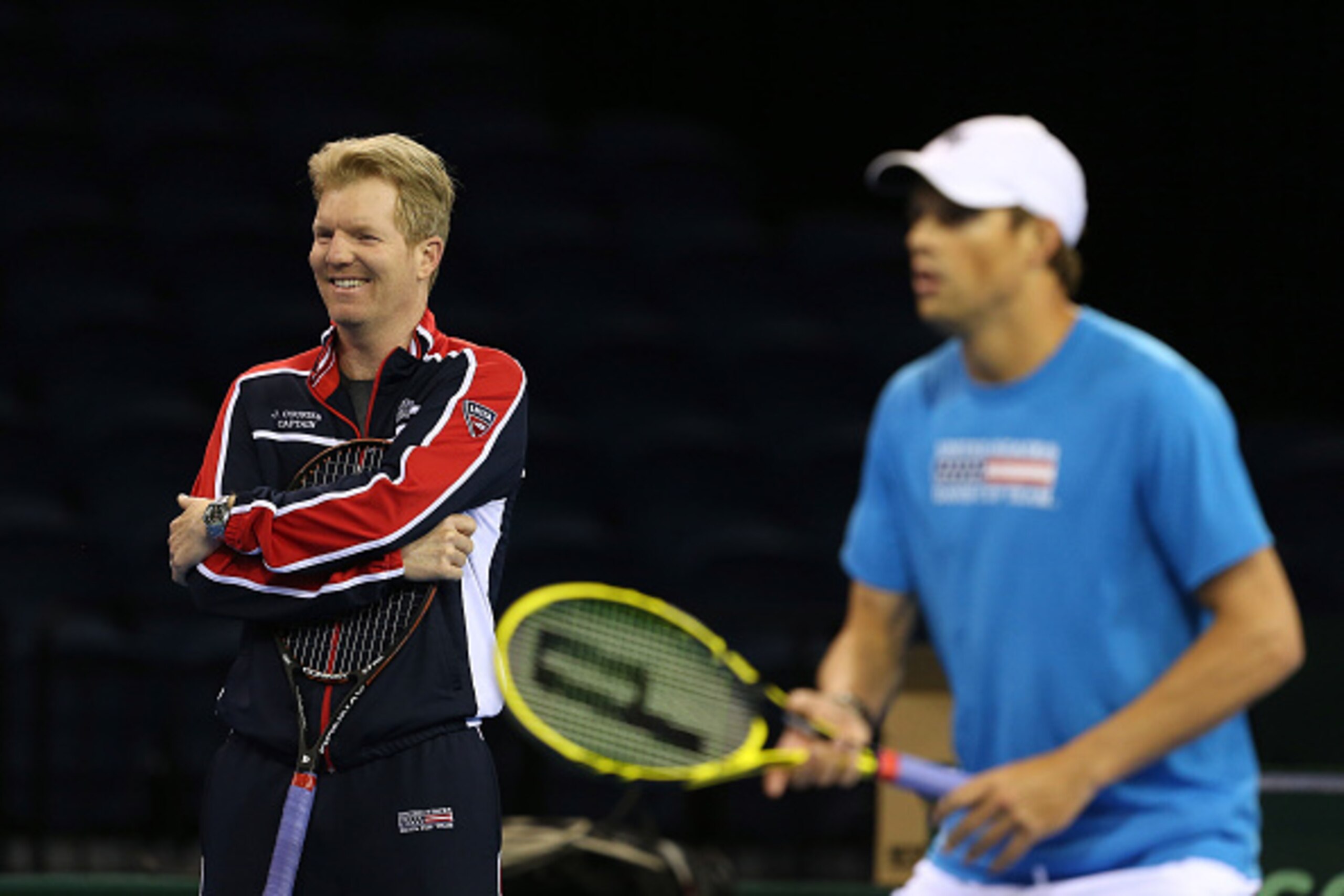 GLASGOW, SCOTLAND - MARCH 05:  Captain of the United States Jim Courier looks on during a training session ahead of the Davis Cup match between GB and USA at Emirates Arena on March 5, 2015 in Glasgow, Scotland.  (Photo by Jan Kruger/Getty Images)