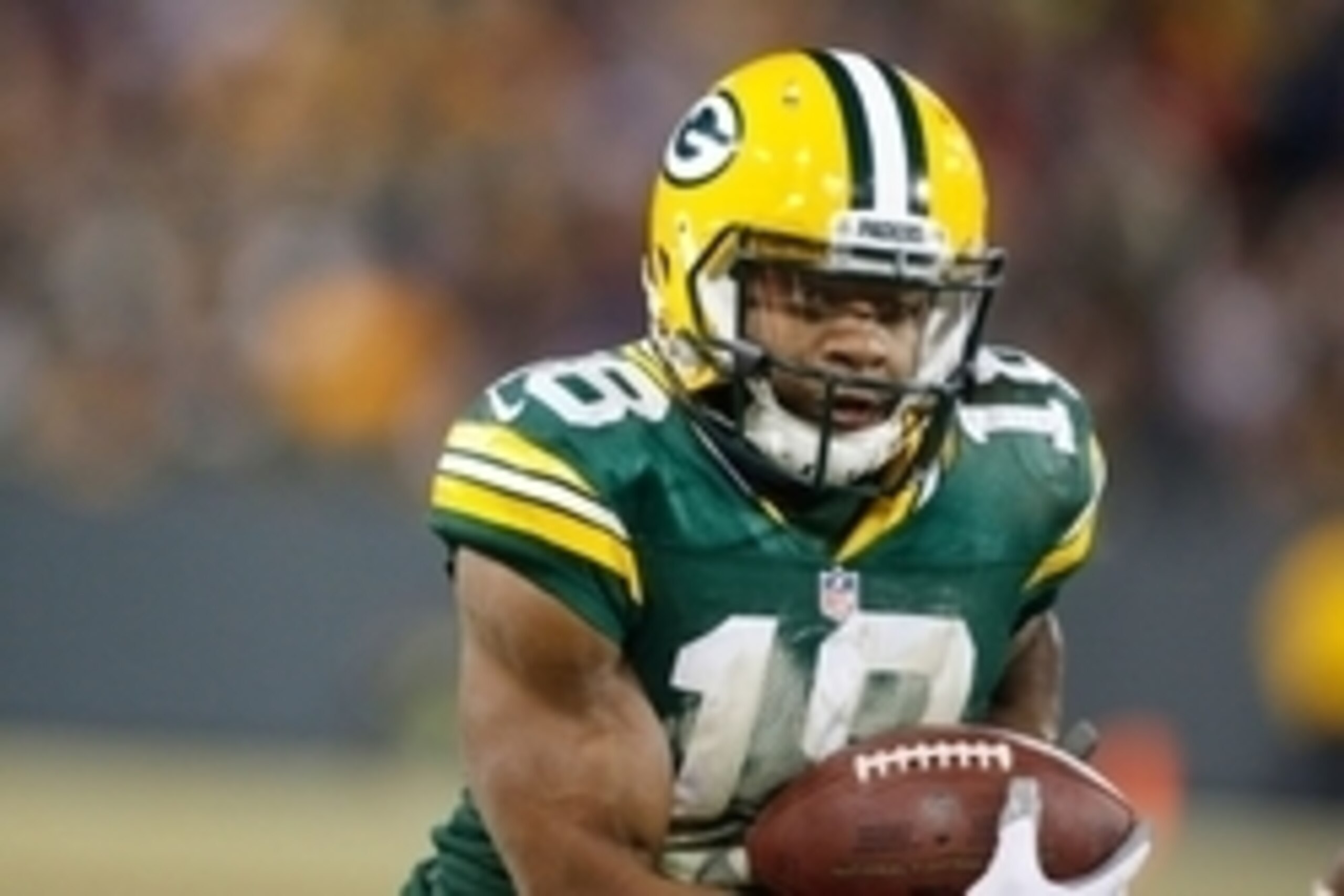 Nov 30, 2014; Green Bay, WI, USA; Green Bay Packers wide receiver Randall Cobb (18) during the game against the New England Patriots at Lambeau Field. Mandatory Credit: Chris Humphreys-USA TODAY Sports