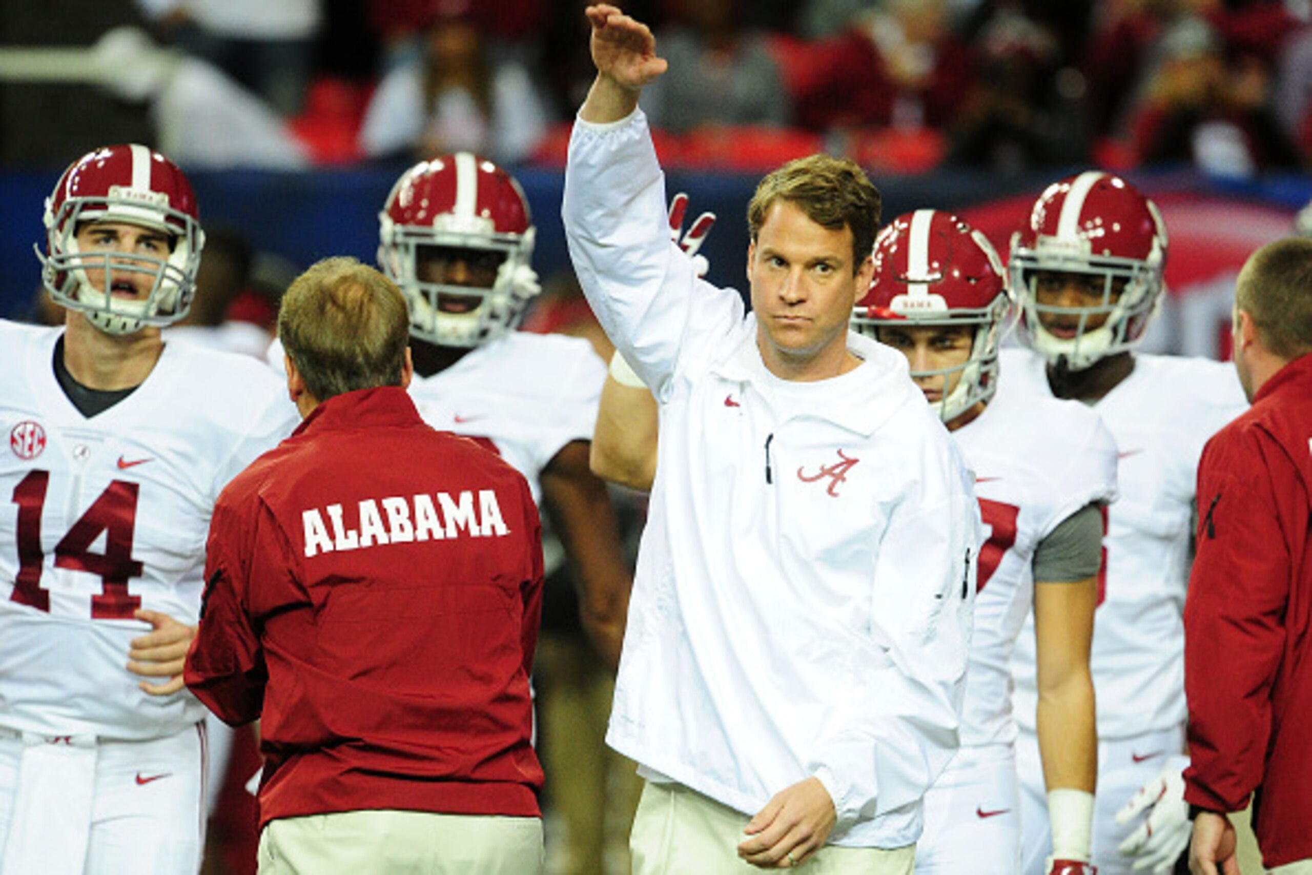 ATLANTA, GA - DECEMBER 06:  Offensive Coordinator Lane Kiffin prepares for the SEC Championship game against the Missouri Tigers at the Georgia Dome on December 6, 2014 in Atlanta, Georgia.  (Photo by Scott Cunningham/Getty Images)