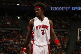 AUBURN HILLS, MI - MAY 7:  Ben Wallace #3 of the Detroit Pistons walks upcourt against the Cleveland Cavaliers in game one of the Eastern Conference Semifinals during the 2006 NBA Playoffs at The Palace of Auburn Hills on May 7, 2006 in Auburn Hills, Mich