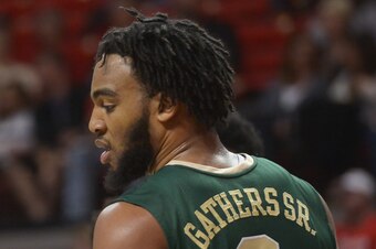 LUBBOCK, TX - FEBRUARY 17: Head coach Scott Drew of the Baylor Bears talks with Rico Gathers #2 of the Baylor Bears during the game against the Texas Tech Red Raiders on February 17, 2015 at United Supermarkets Arena in Lubbock, Texas. Baylor defeated Tex