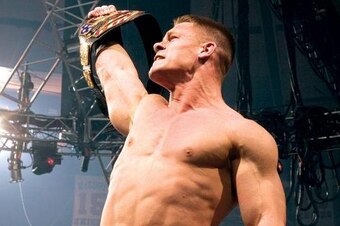 John Cena celebrates winning the U.S. Championship