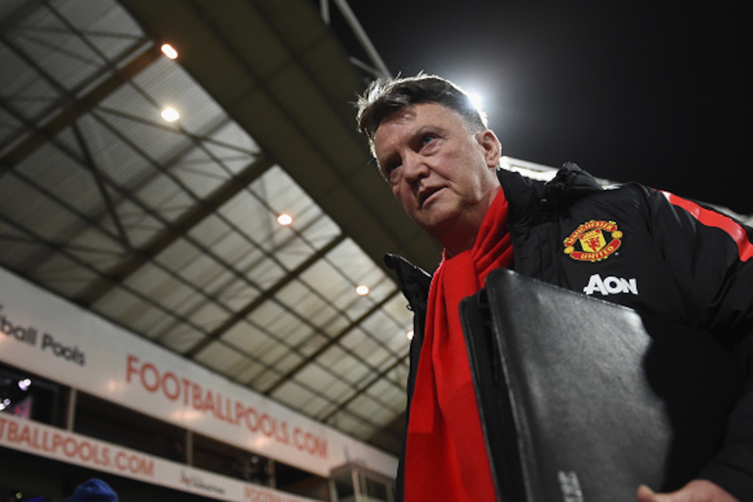 PRESTON, ENGLAND - FEBRUARY 16:  Manchester United manager Louis van Gaal looks on during the FA Cup Fifth round match between Preston North End and Manchester United at Deepdale on February 16, 2015 in Preston, England  (Photo by Michael Regan/Getty Imag
