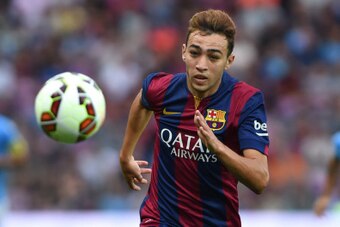 GENEVA, SWITZERLAND - AUGUST 06:  Munir El Haddadi of FC Barcelona in action during the pre-season friendly match between FC Barcelona and SSC Napoli on August 6, 2014 in Geneva, Switzerland.  (Photo by Valerio Pennicino/Getty Images)
