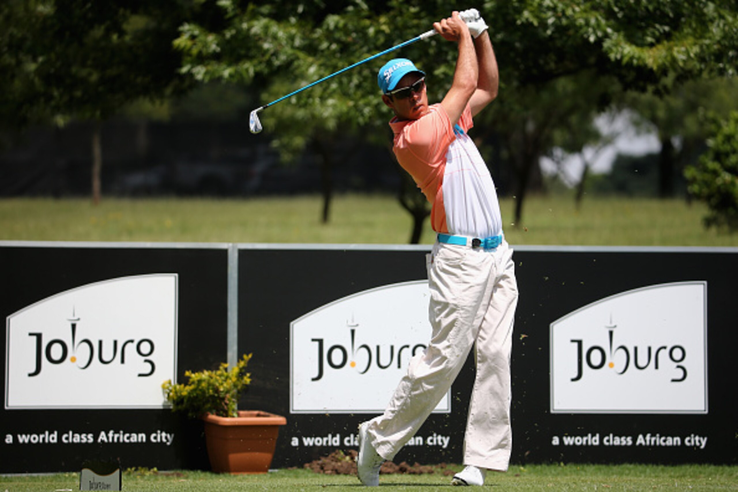 JOHANNESBURG, SOUTH AFRICA - MARCH 01:  Jaco Van Zyl of South Africa tees off on the second hole during the final round of the Joburg Open at Royal Johannesburg and Kensington Golf Club on March 1, 2015 in Johannesburg, South Africa.  (Photo by Warren Lit