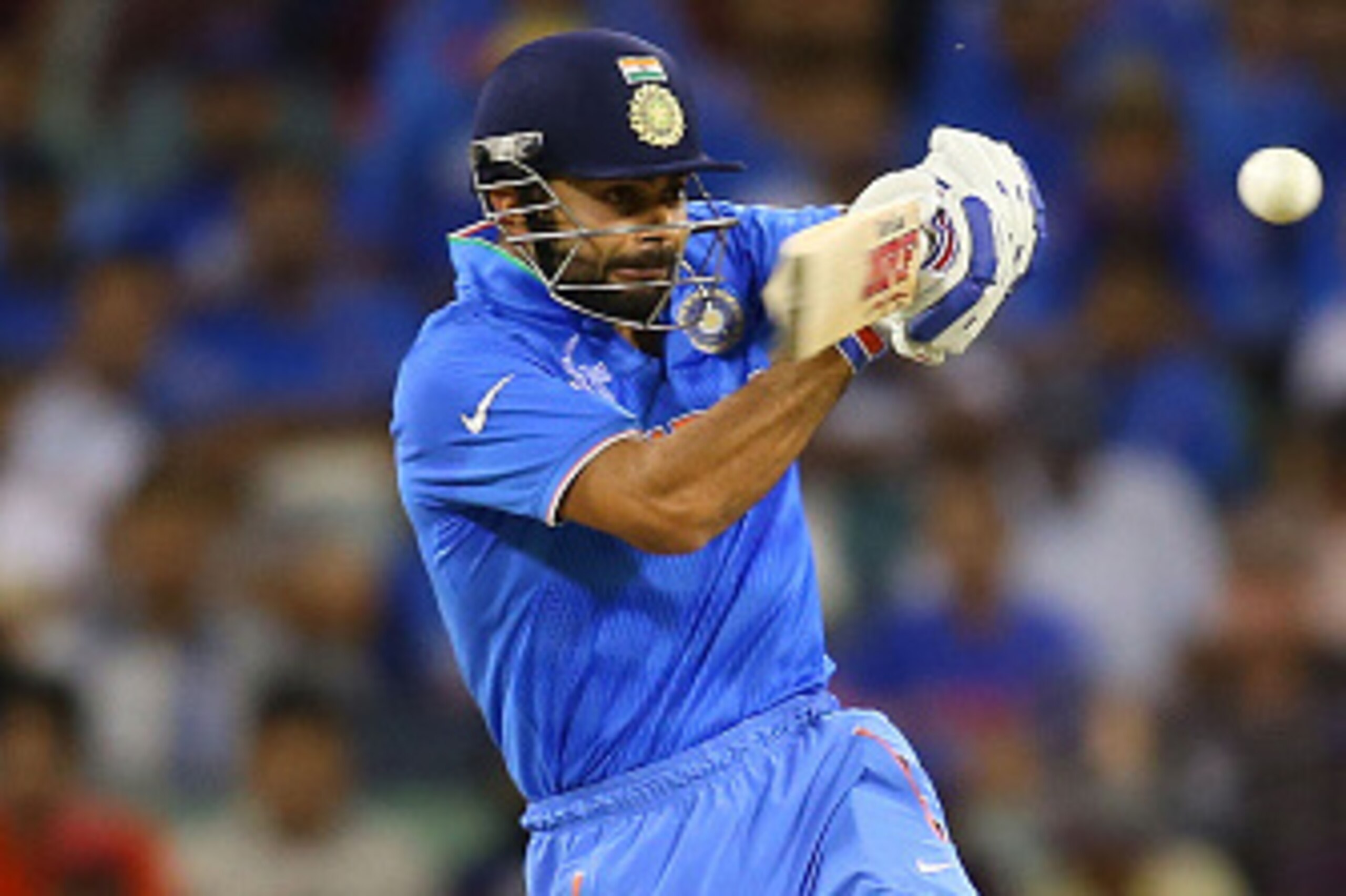 PERTH, AUSTRALIA - MARCH 06: Virat Kohli of India bats during the 2015 ICC Cricket World Cup match between India and the West Indies at WACA on March 6, 2015 in Perth, Australia.  (Photo by Paul Kane/Getty Images)