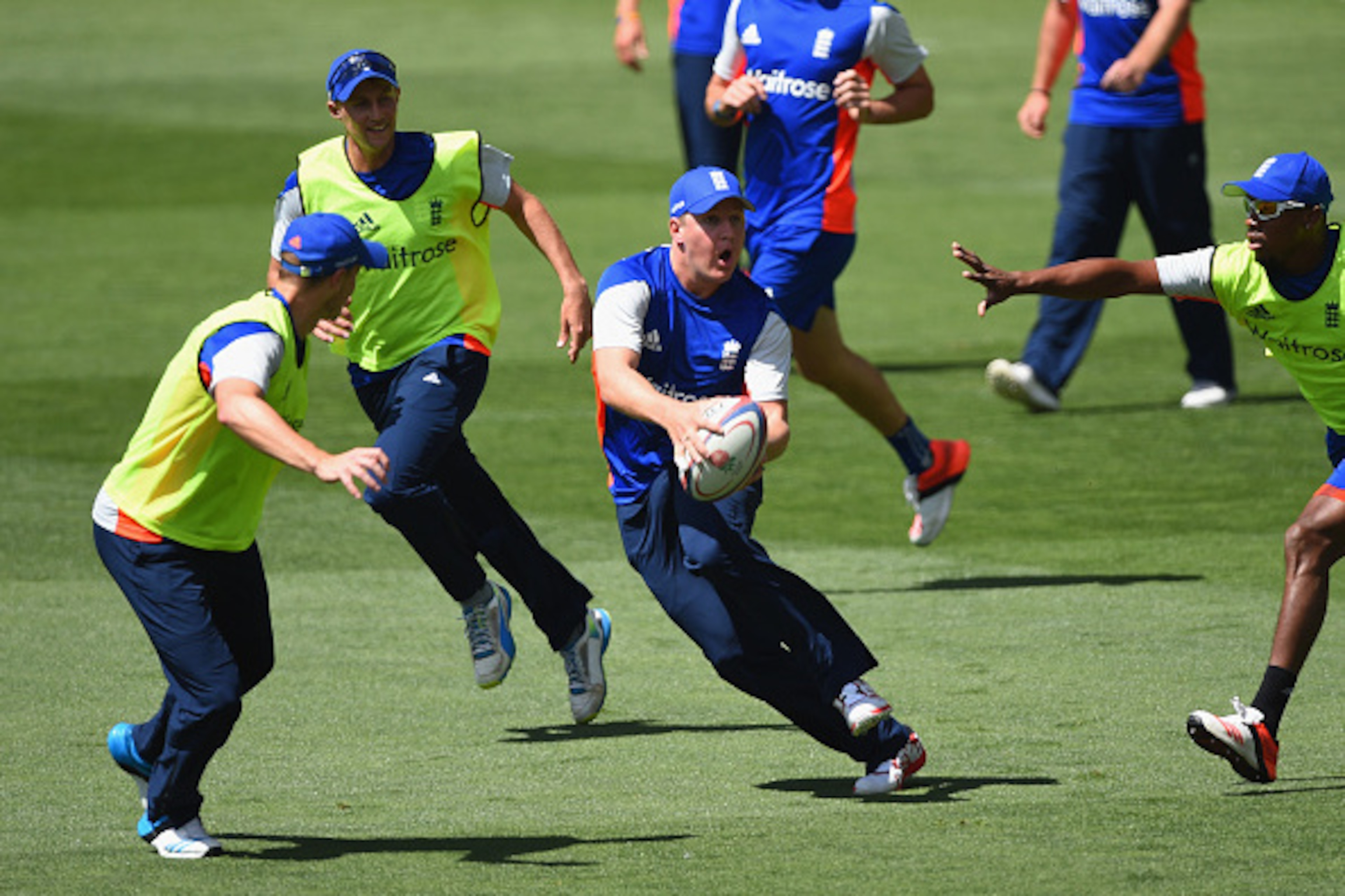 ADELAIDE, AUSTRALIA - MARCH 07:  Gary Ballance of England passes the rugby ball during an England nets session at Adelaide Oval on March 7, 2015 in Adelaide, Australia.  (Photo by Shaun Botterill/Getty Images)