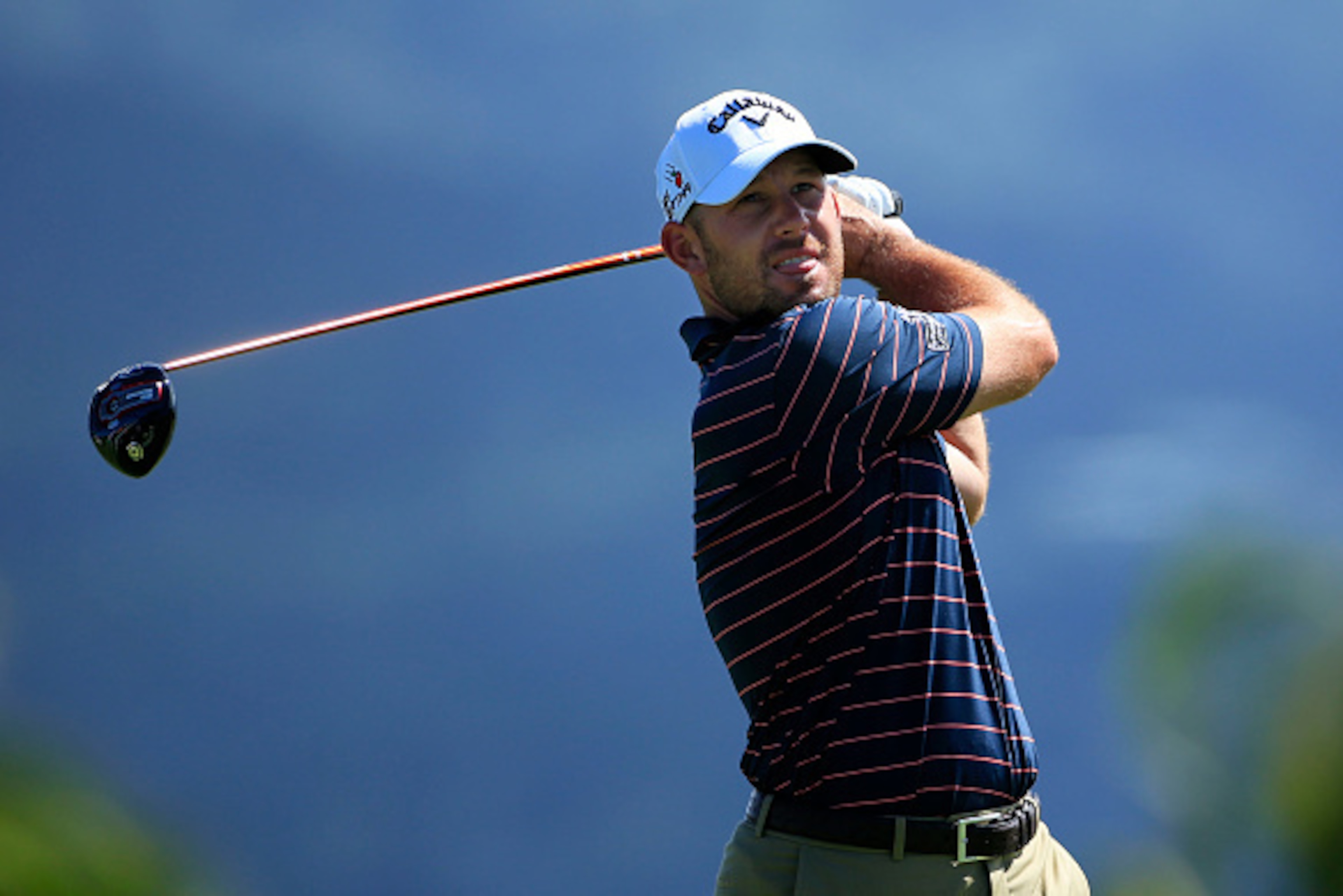 RIO GRANDE, PUERTO RICO - MARCH 05:  Scott Brown plays his shot from the ninth tee during round one of the Puerto Rico Open presented by Banco Popular at Trump International Golf Club on March 5, 2015 in Rio Grande, Puerto Rico.  (Photo by Michael Cohen/G