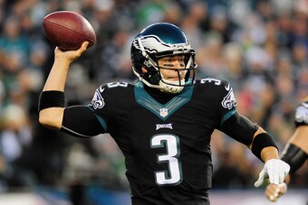 PHILADELPHIA, PA - DECEMBER 07:  Quarterback  Mark Sanchez #3 of the Philadelphia Eagles looks ot pass against the Seattle Seahawks in the first quarter of the game at Lincoln Financial Field on December 7, 2014 in Philadelphia, Pennsylvania.  (Photo by E