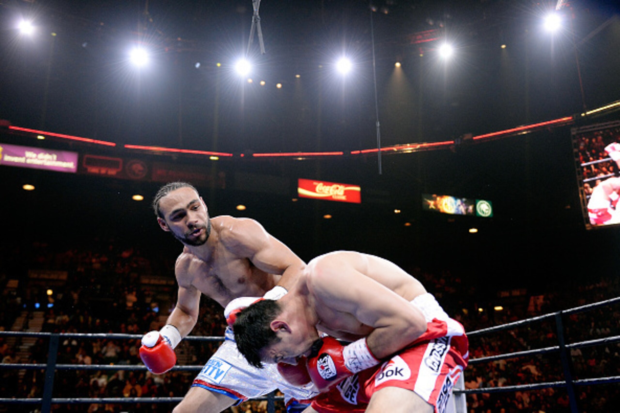 LAS VEGAS, NV - MARCH 07:  Keith Thurman punches Robert Guerrero during a Premier Boxing Champions bout in the MGM Grand Garden Arena on March 7, 2015 in Las Vegas, Nevada.  (Photo by Harry How/Getty Images)