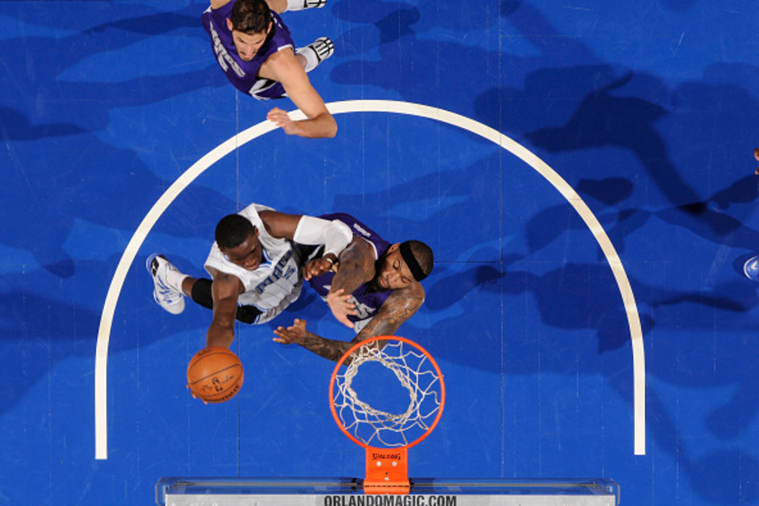 ORLANDO, FL - MARCH 6:  Victor Oladipo #5 of the Orlando Magic goes up for a shot against the Sacramento Kings on March 6, 2015 at Amway Center in Orlando, Florida. NOTE TO USER: User expressly acknowledges and agrees that, by downloading and or using thi