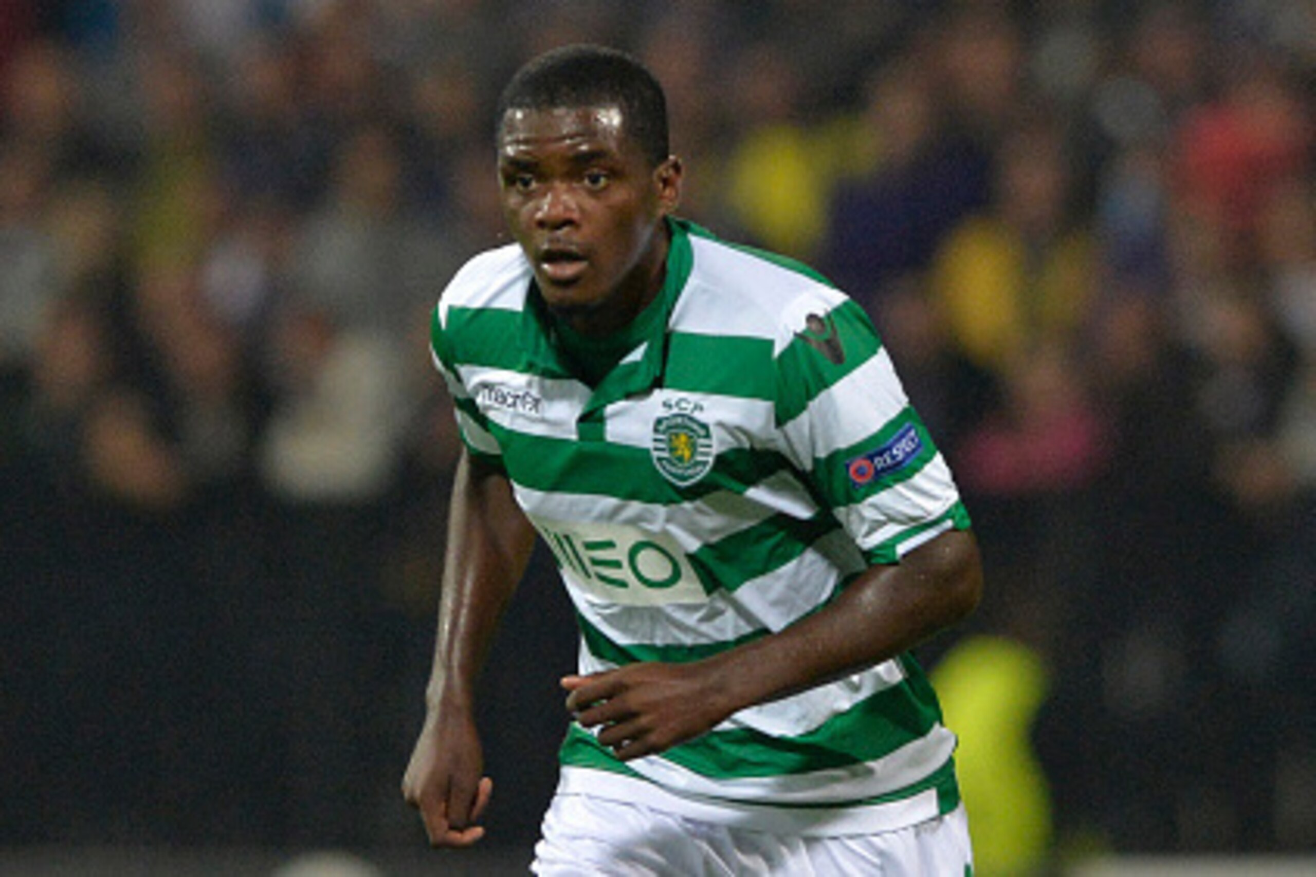 MARIBOR,SLOVENIA - SEPTEMBER 17:  William Carvalho of Sporting Clube de Portugal in action during the UEFA Group G Champions League football match between NK Maribor and Sporting Lisbon at the Ljudski vrt Stadium on September 17, 2014 in Maribor, Slovenia
