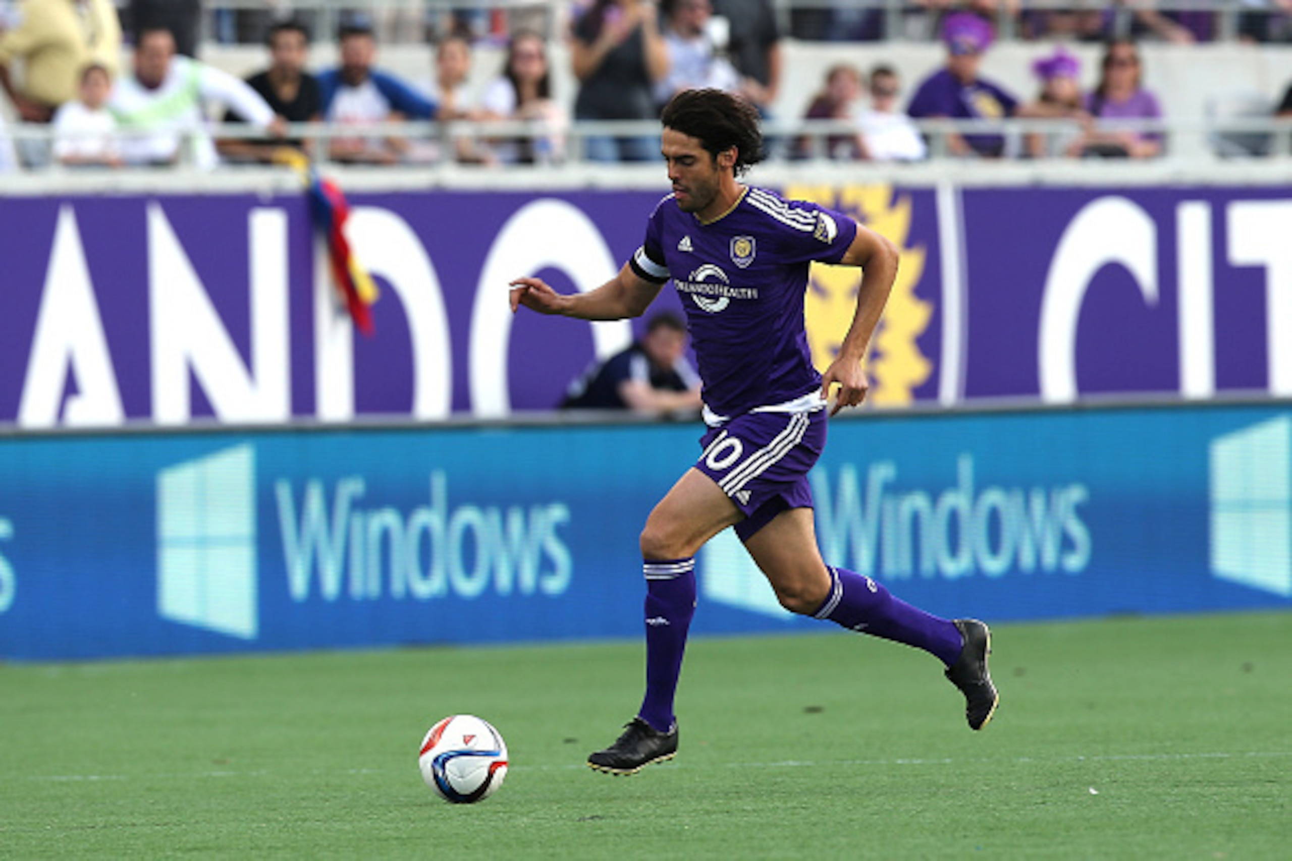ORLANDO, FL - MARCH 08:  Kaka #10 of Orlando City SC dribbles with the ball during an MLS soccer match between the New York City FC and the Orlando City SC at the Orlando Citrus Bowl on March 8, 2015 in Orlando, Florida. This was the first game for both t