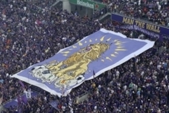 Mar 8, 2015; Orlando, FL, USA; Orlando City FC fans hold up a team banner during the first half of an MLS soccer match against the New York City FC at Orlando Citrus Bowl Stadium. Mandatory Credit: Reinhold Matay-USA TODAY Sports
