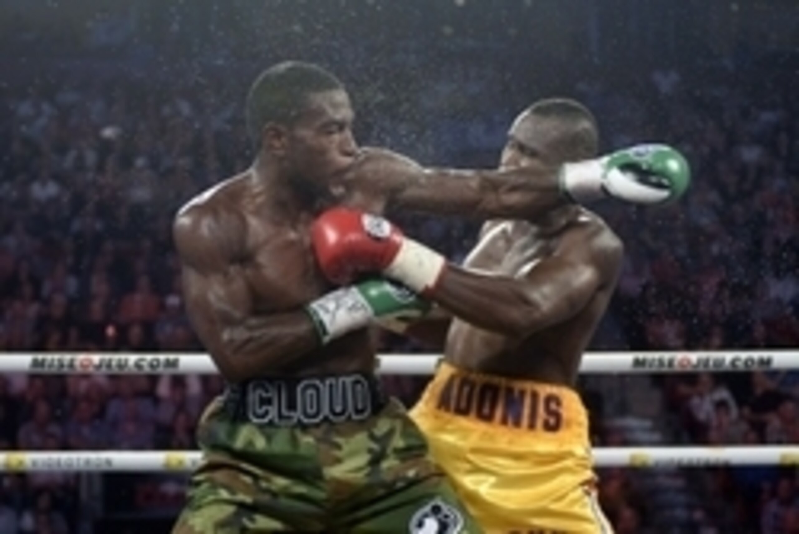 Sep 28, 2013; Montreal, Quebec, Canada; Adonis Stevenson (yellow trunks) and Tavoris Cloud (cammo trunks) box during their light-heavyweight WBC world championship bout at the Bell Centre. Mandatory Credit: Eric Bolte-USA TODAY Sports Sep 28, 2013; Montreal, Quebec, Canada; Adonis Stevenson (yellow trunks) and Tavoris Cloud (cammo trunks) box during their light-heavyweight WBC world championship bout at the Bell Centre. Mandatory Credit: Eric Bolte-USA TODAY Sports