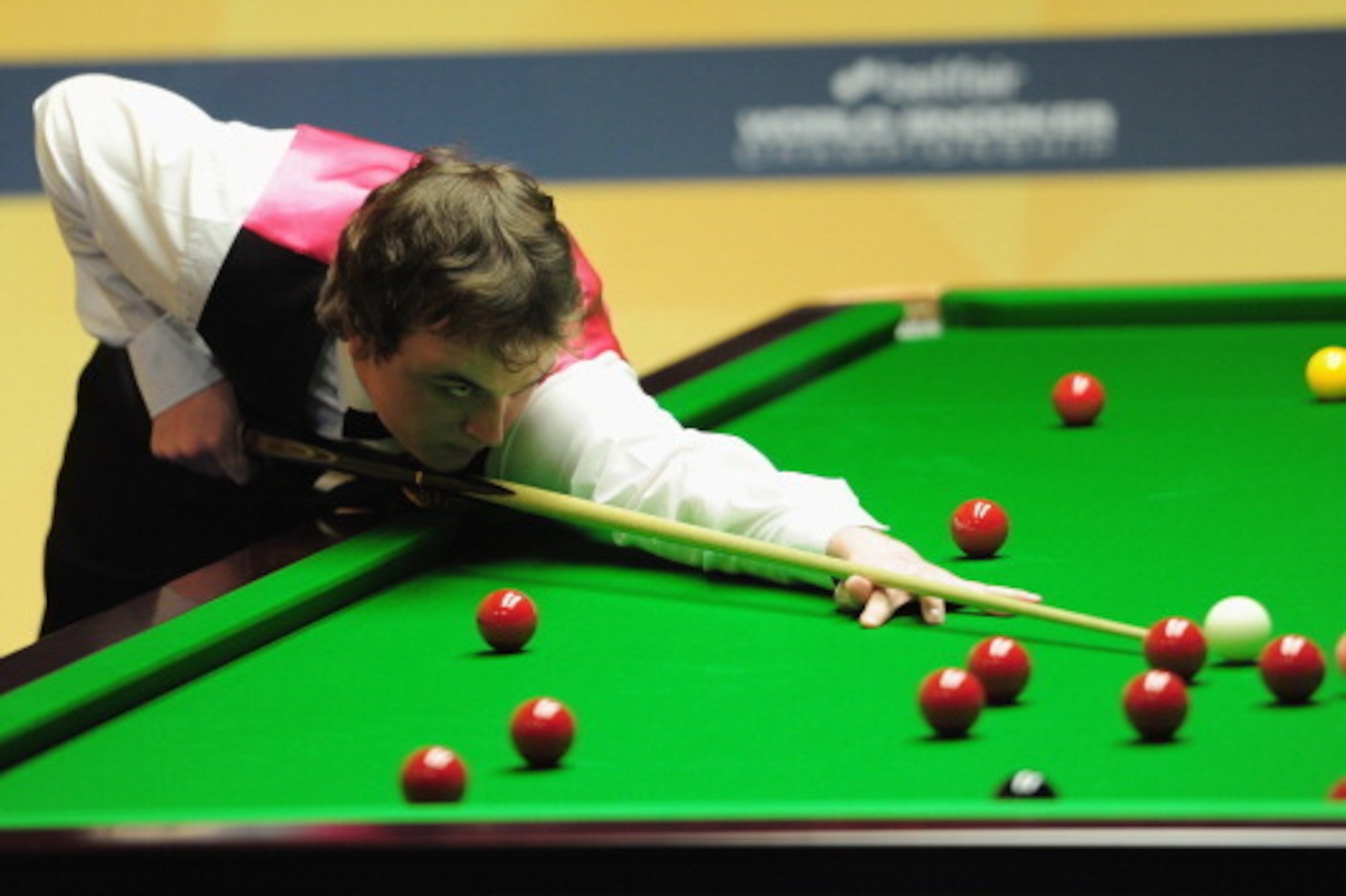 SHEFFIELD, ENGLAND - APRIL 25:  Sam Baird in action during his first round match against Stuart Bingham during the Betfair World Snooker Championship at the Crucible Theatre on April 25, 2013 in Sheffield, England.  (Photo by Jamie McDonald/Getty Images)
