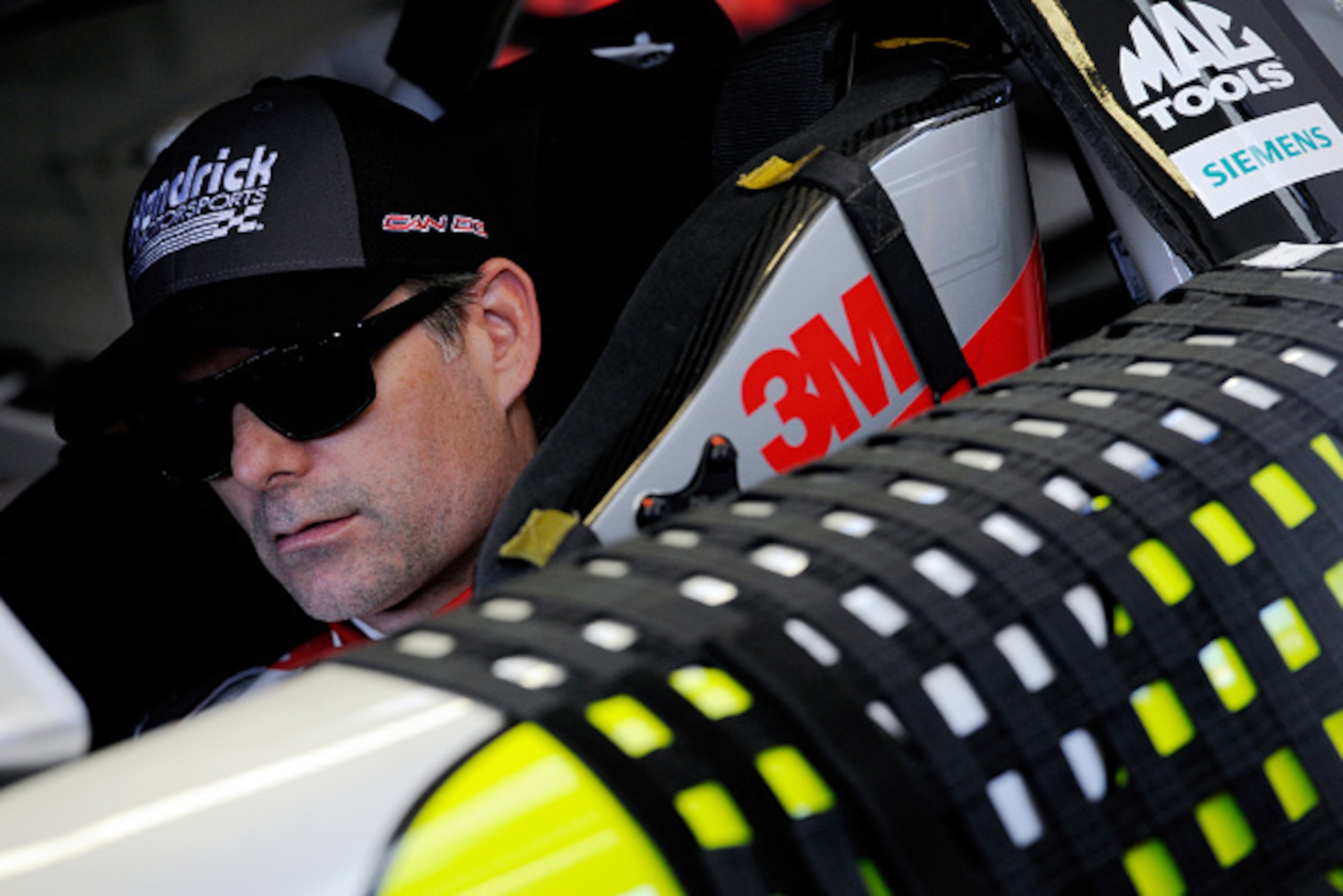 LAS VEGAS, NV - MARCH 07:  Jeff Gordon, driver of the #24 3M Chevrolet, sits in his car in the garage during practice for the NASCAR Sprint Cup Series Kobalt 400 at Las Vegas Motor Speedway on March 7, 2015 in Las Vegas, Nevada.  (Photo by Jared C. Tilton