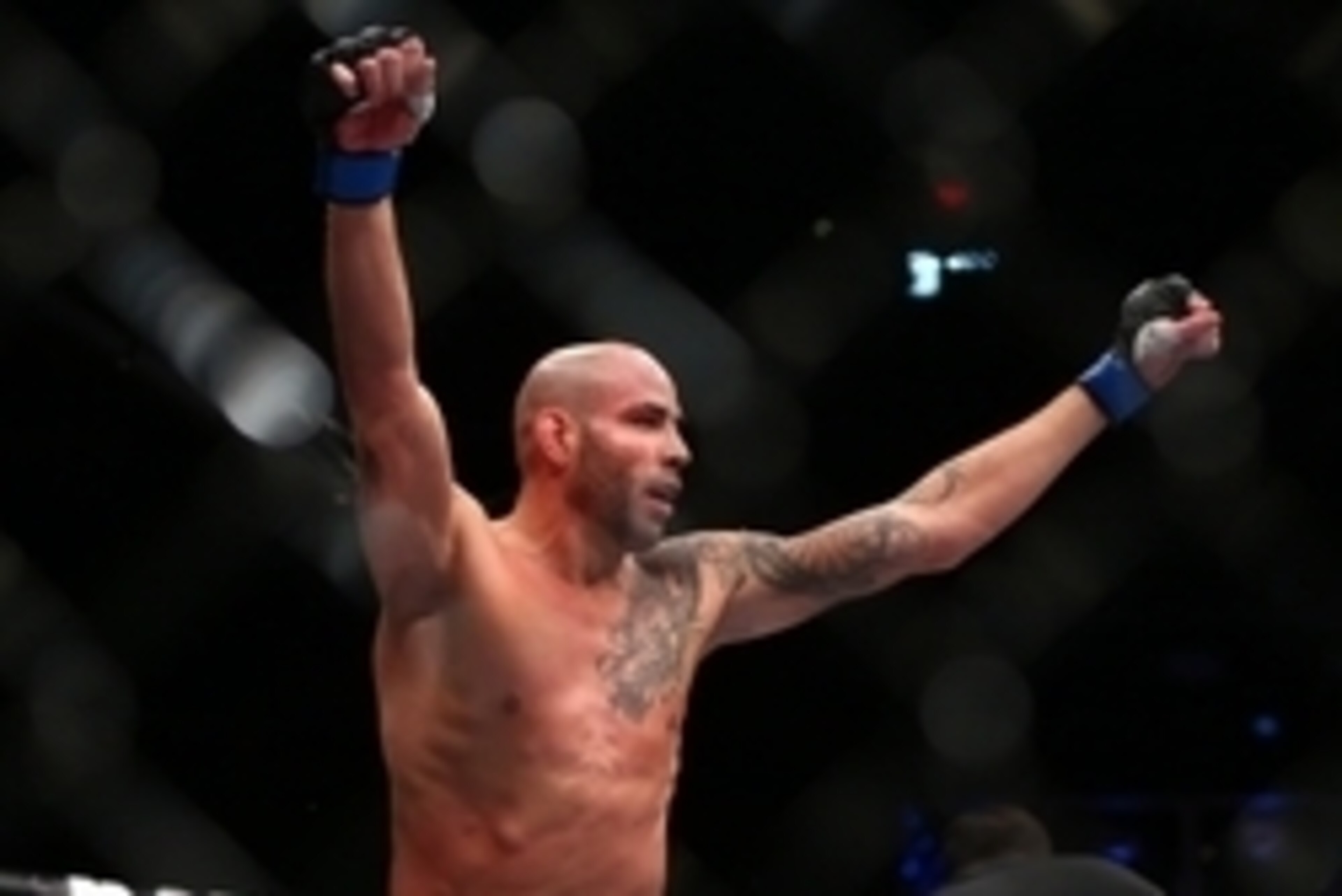 December 13, 2014; Phoenix, AZ, USA; Ben Saunders reacts following his victory against Joe Riggs during UFC Fight Night at US Airways Center. Mandatory Credit: Mark J. Rebilas-USA TODAY Sports