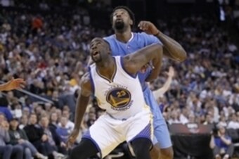 Mar 8, 2015; Oakland, CA, USA; Golden State Warriors forward Draymond Green (23) boxes out Los Angeles Clippers center DeAndre Jordan (6) in the second quarter at Oracle Arena. Mandatory Credit: Cary Edmondson-USA TODAY Sports