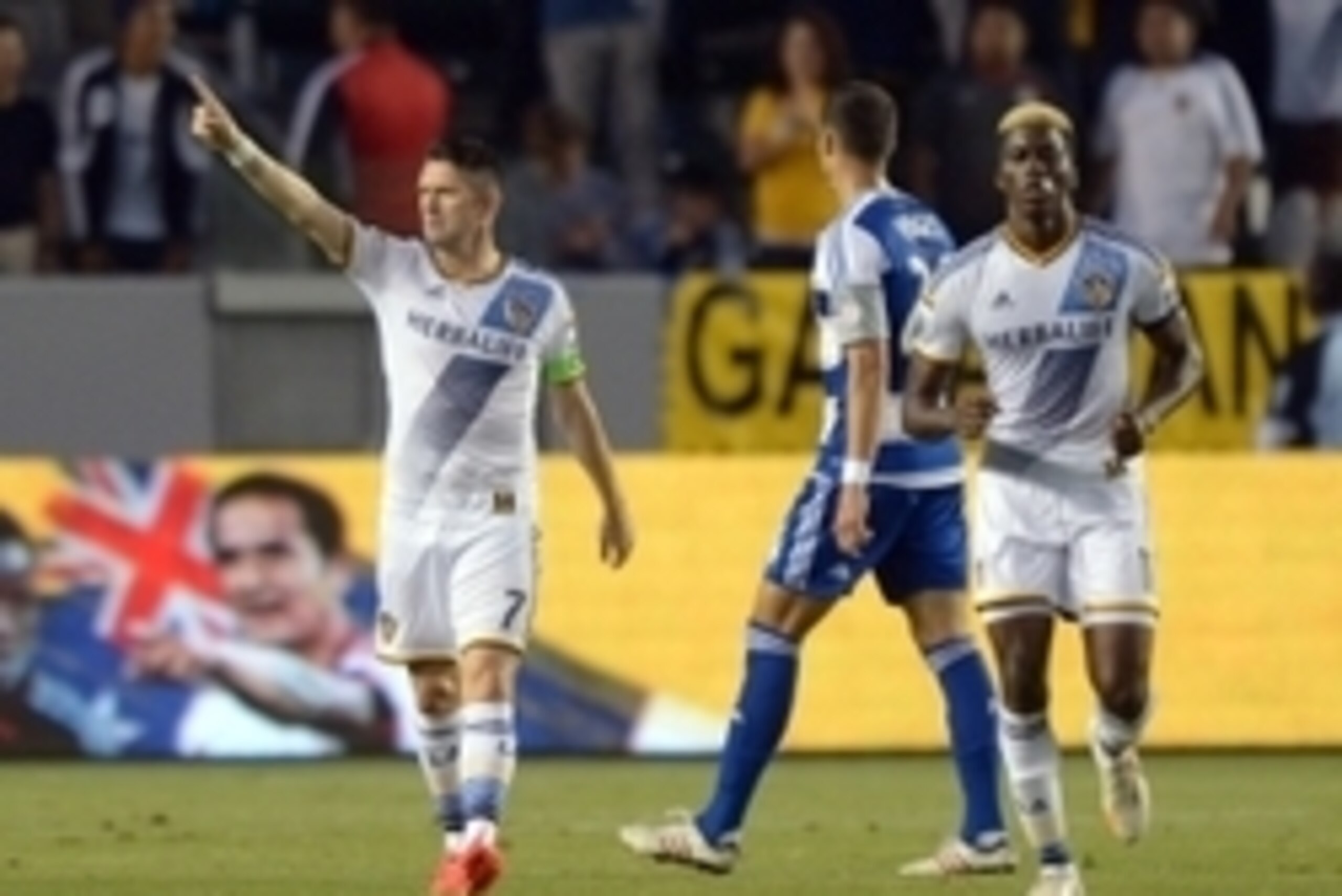May 21, 2014; Carson, CA, USA; Los Angeles Galaxy forward Robbie Keane (7) celebrates with forward Gyasi Zardes (28) after scoring a goal in the first half against FC Dallas at StubHub Center. Mandatory Credit: Kirby Lee-USA TODAY Sports May 21, 2014; Carson, CA, USA; Los Angeles Galaxy forward Robbie Keane (7) celebrates with forward Gyasi Zardes (28) after scoring a goal in the first half against FC Dallas at StubHub Center. Mandatory Credit: Kirby Lee-USA TODAY Sports