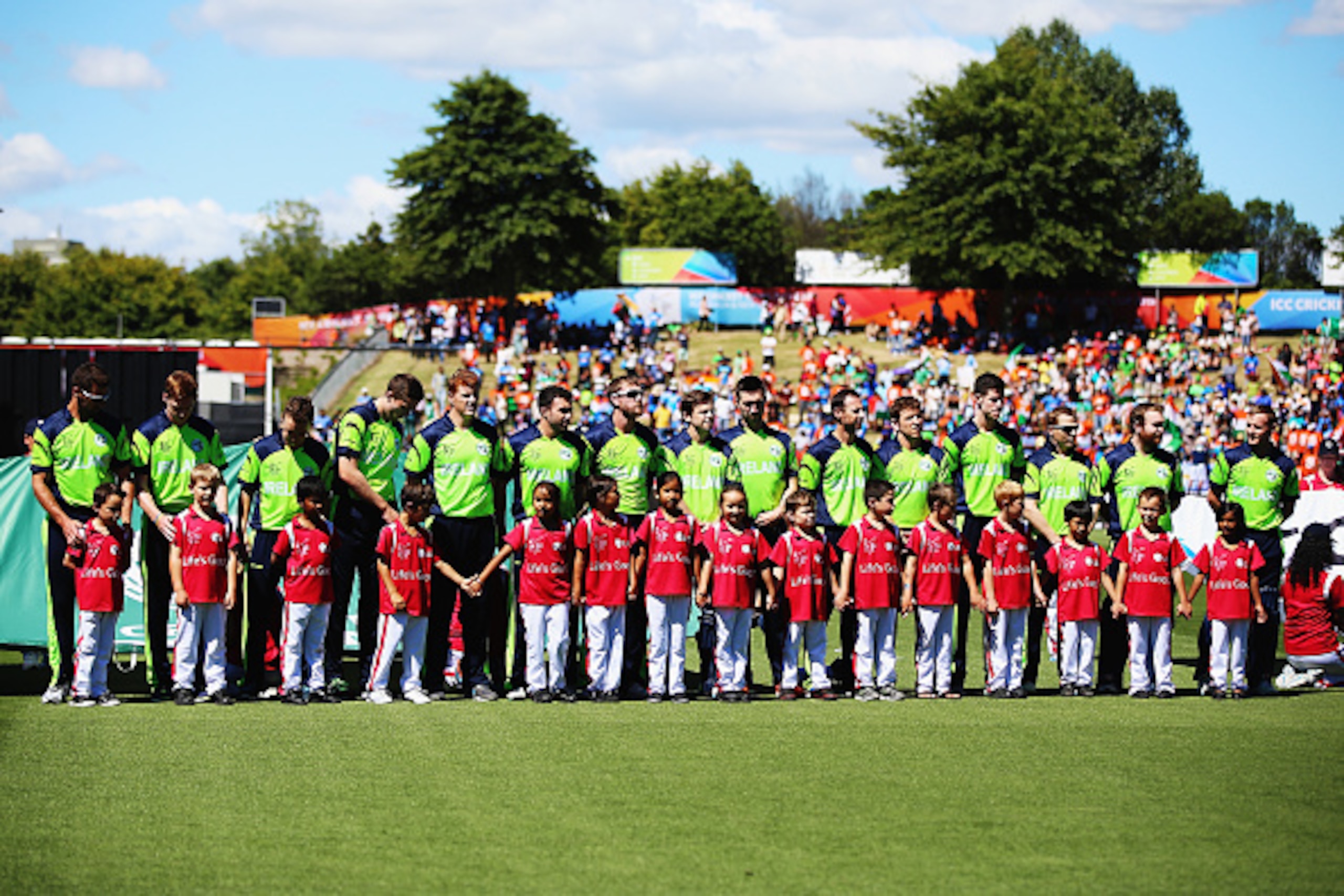 HAMILTON, NEW ZEALAND - MARCH 10: Ireland sing the national anthem prior to the 2015 ICC Cricket World Cup match between Ireland and India at Seddon Park on March 10, 2015 in Hamilton, New Zealand. (Photo by Hannah Peters/Getty Images) HAMILTON, NEW ZEALAND - MARCH 10: Ireland sing the national anthem prior to the 2015 ICC Cricket World Cup match between Ireland and India at Seddon Park on March 10, 2015 in Hamilton, New Zealand. (Photo by Hannah Peters/Getty Images)