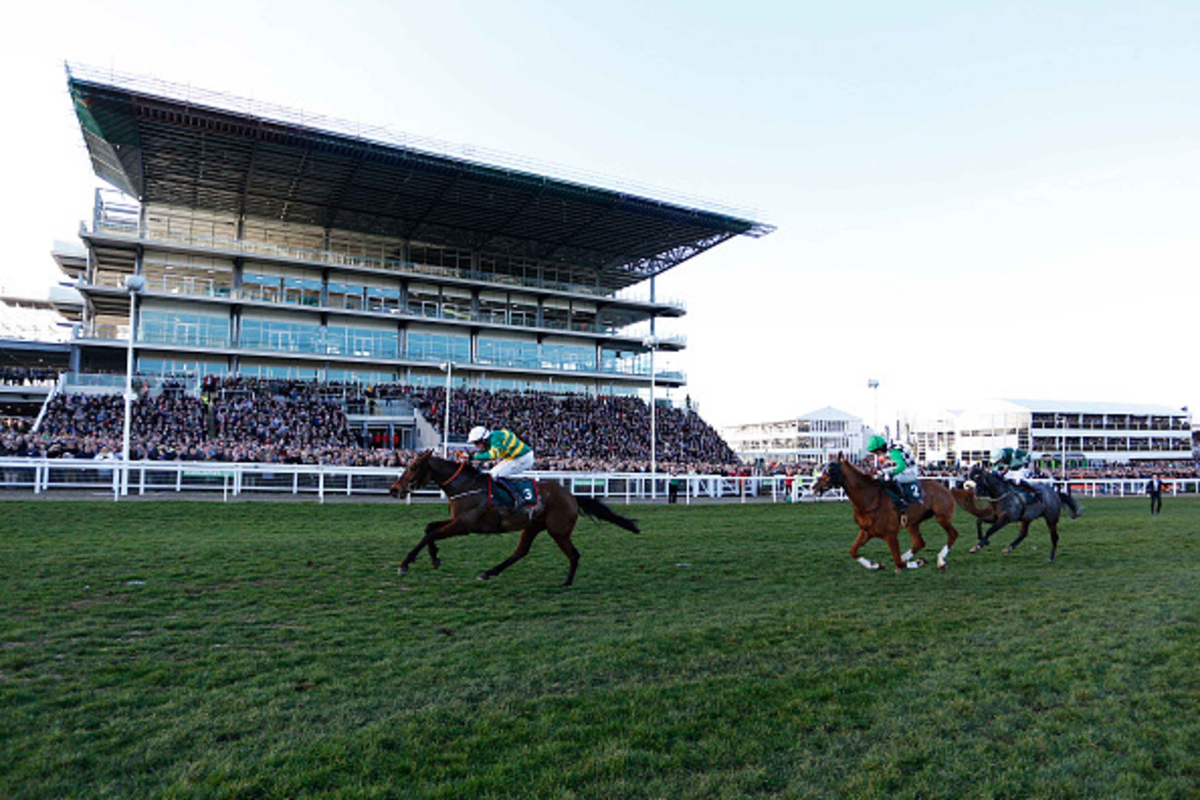 CHELTENHAM, ENGLAND - MARCH 10:   Jamie Codd riding Cause Of Causes (L) wins The Toby Balding National Hunt Steeple Chase at Cheltenham racecourse on March 10, 2015 in Cheltenham, England. (Photo by Alan Crowhurst/Getty Images)