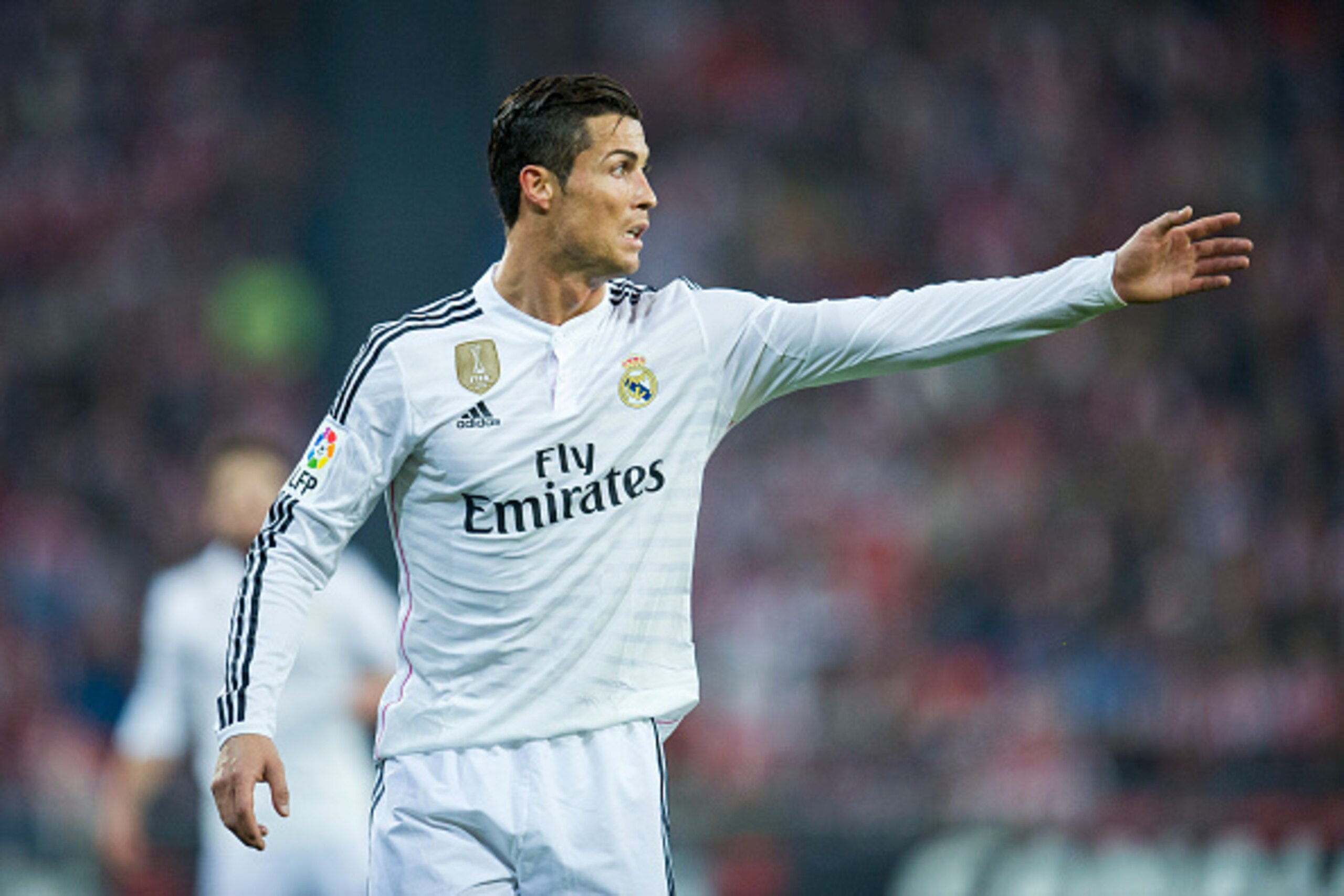 BILBAO, SPAIN - MARCH 07: Cristiano Ronaldo of Real Madrid reacts during the La Liga match between Athletic Club Bilbao and Real Madrid CF at San Mames Stadium on March 7, 2015 in Bilbao, Spain.  (Photo by Juan Manuel Serrano Arce/Getty Images)
