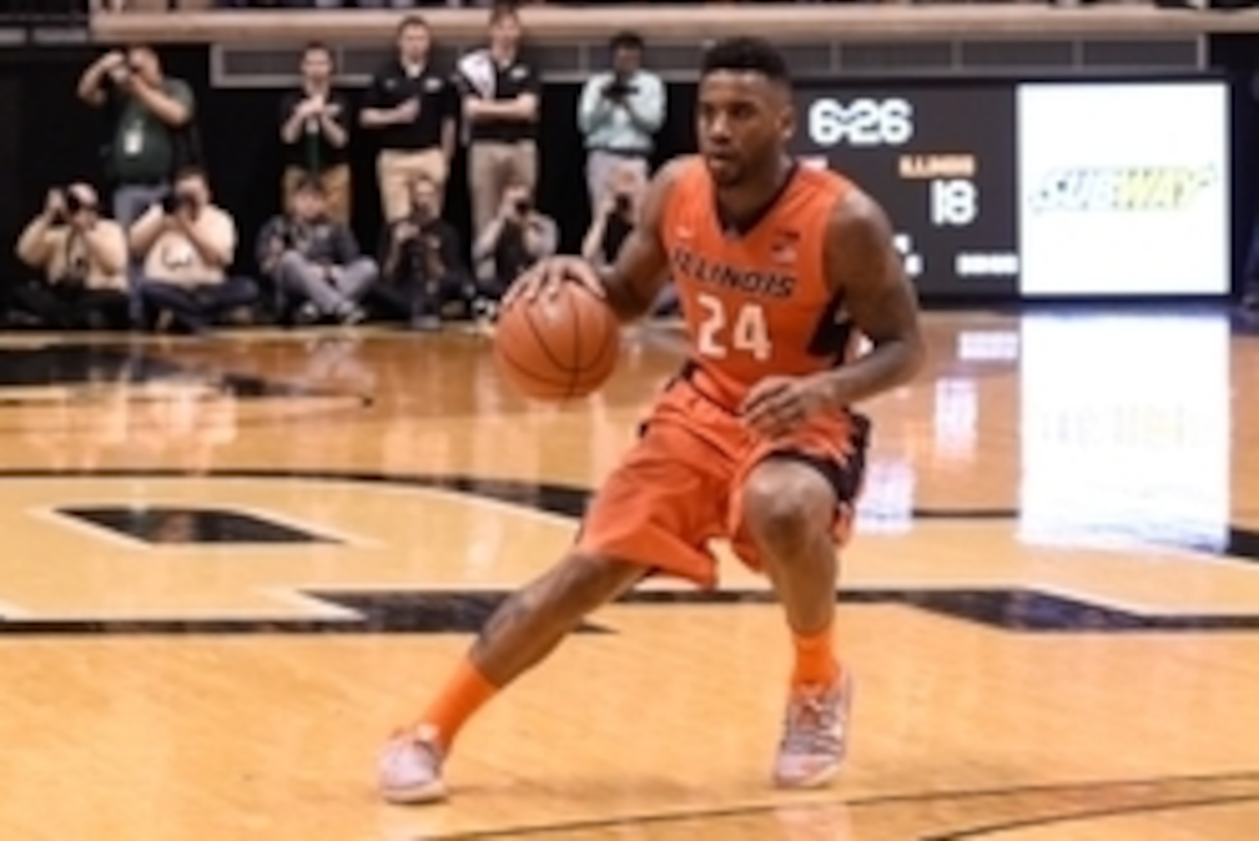 Mar 7, 2015; West Lafayette, IN, USA; Illinois Fighting Illini guard Rayvonte Rice (24) looks to pass in the first half at Mackey Arena. Mandatory Credit: Sandra Dukes-USA TODAY Sports Mar 7, 2015; West Lafayette, IN, USA; Illinois Fighting Illini guard Rayvonte Rice (24) looks to pass in the first half at Mackey Arena. Mandatory Credit: Sandra Dukes-USA TODAY Sports