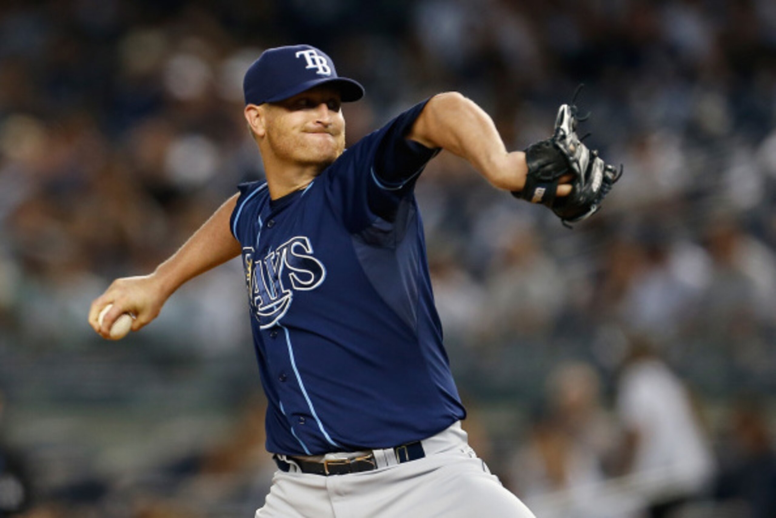 NEW YORK, NY - SEPTEMBER 11:  Alex Cobb #53 of the Tampa Bay Rays pitches in the first inning agaist the Tampa Bay Rays at Yankee Stadium on September 11, 2014 in the Bronx borough of New York City.  (Photo by Mike Stobe/Getty Images)