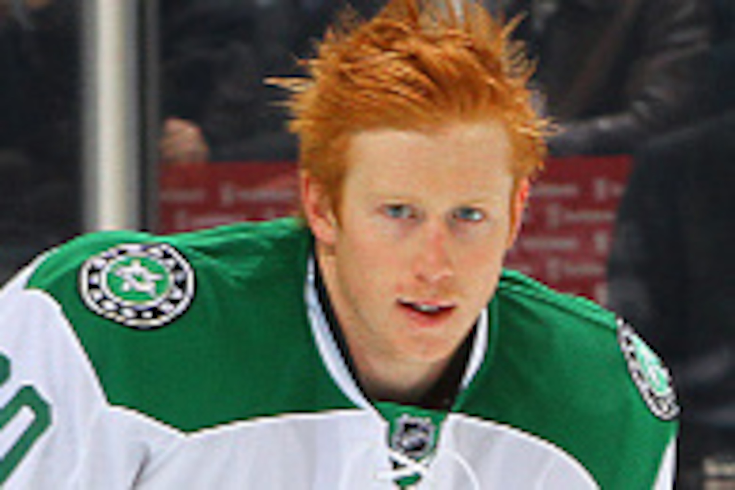 WINNIPEG, CANADA - JANUARY 31: Cody Eakin #20 of the Dallas Stars takes part in the pre-game warm up prior to NHL action against the Winnipeg Jets on January 31, 2015 at the MTS Centre in Winnipeg, Manitoba, Canada.  (Photo by Jonathan Kozub/NHLI via Gett