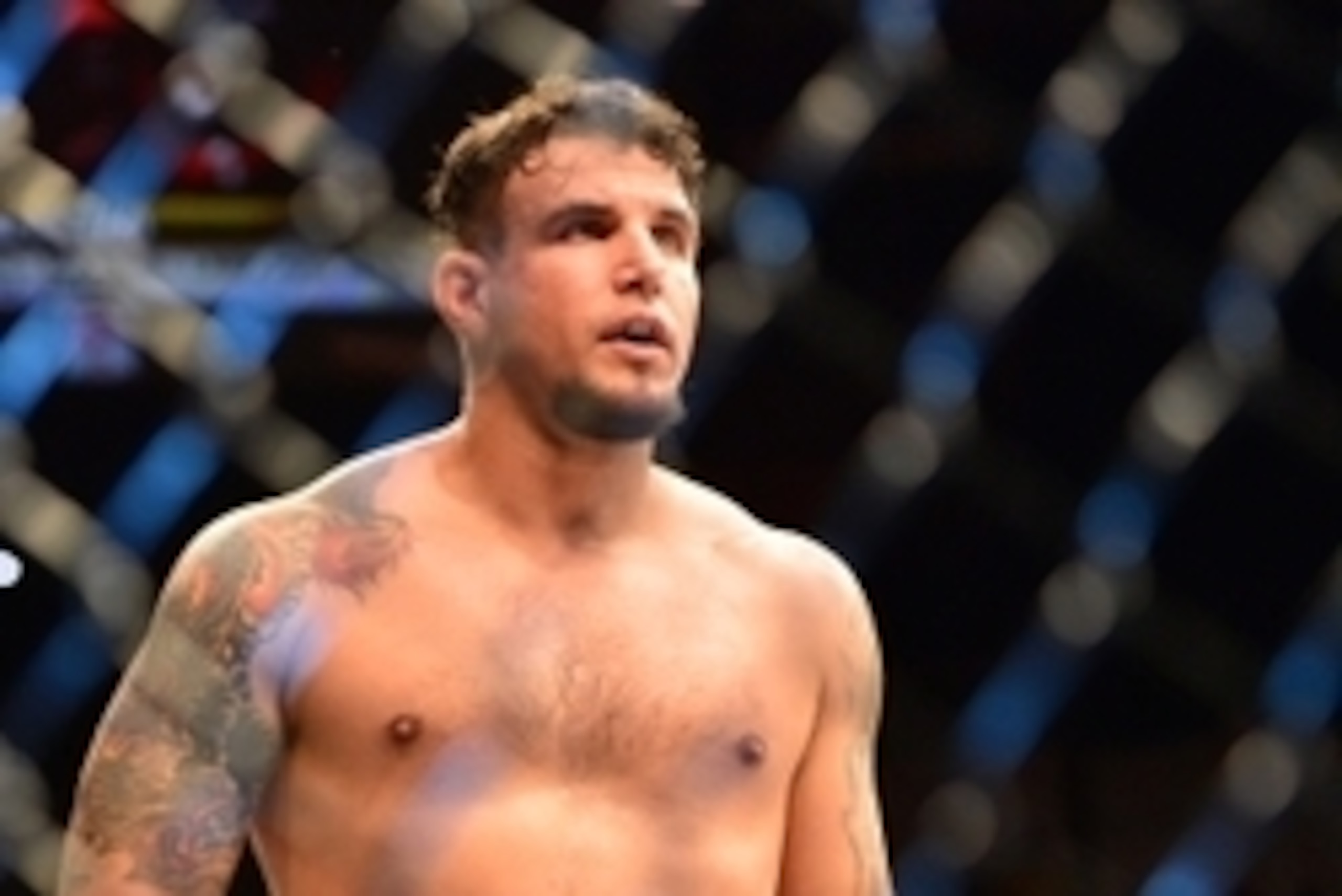 Feb 22, 2015; Porto Alegre, Brazil; Frank Mir (blue gloves) before his fight against Antonio Silva during UFC Fight Night at Ginasio do Gigantinho. Mandatory Credit: Jason da Silva-USA TODAY Sports
