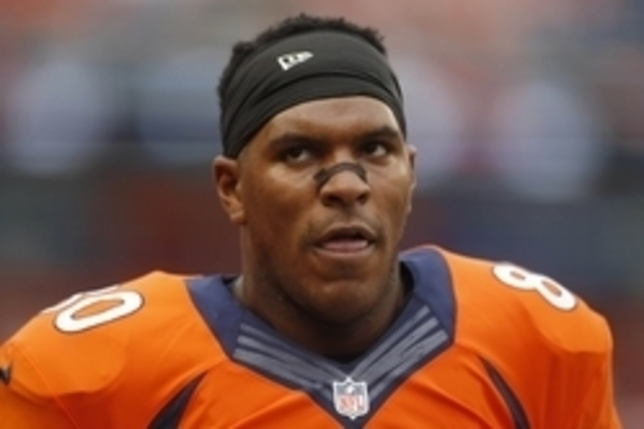 Sep 7, 2014; Denver, CO, USA; Denver Broncos tight end Julius Thomas (80) before the game against the Indianapolis Colts at Sports Authority Field at Mile High. Mandatory Credit: Chris Humphreys-USA TODAY Sports
