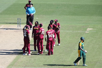 SYDNEY, AUSTRALIA - FEBRUARY 27:  Hashim Amla walks off after being dismissed by Chris Gayle during the 2015 ICC Cricket World Cup match between South Africa and the West Indies at Sydney Cricket Ground on February 27, 2015 in Sydney, Australia.  (Photo b