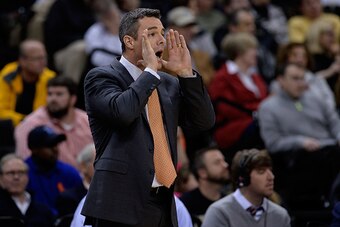 WINSTON-SALEM, NC - FEBRUARY 25:  Head coach Tony Bennett of the Virginia Cavaliers  directs his team against the Wake Forest Demon Deacons during their game at the LJVM Coliseum Complex on February 25, 2015 in Winston-Salem, North Carolina.  (Photo by Gr
