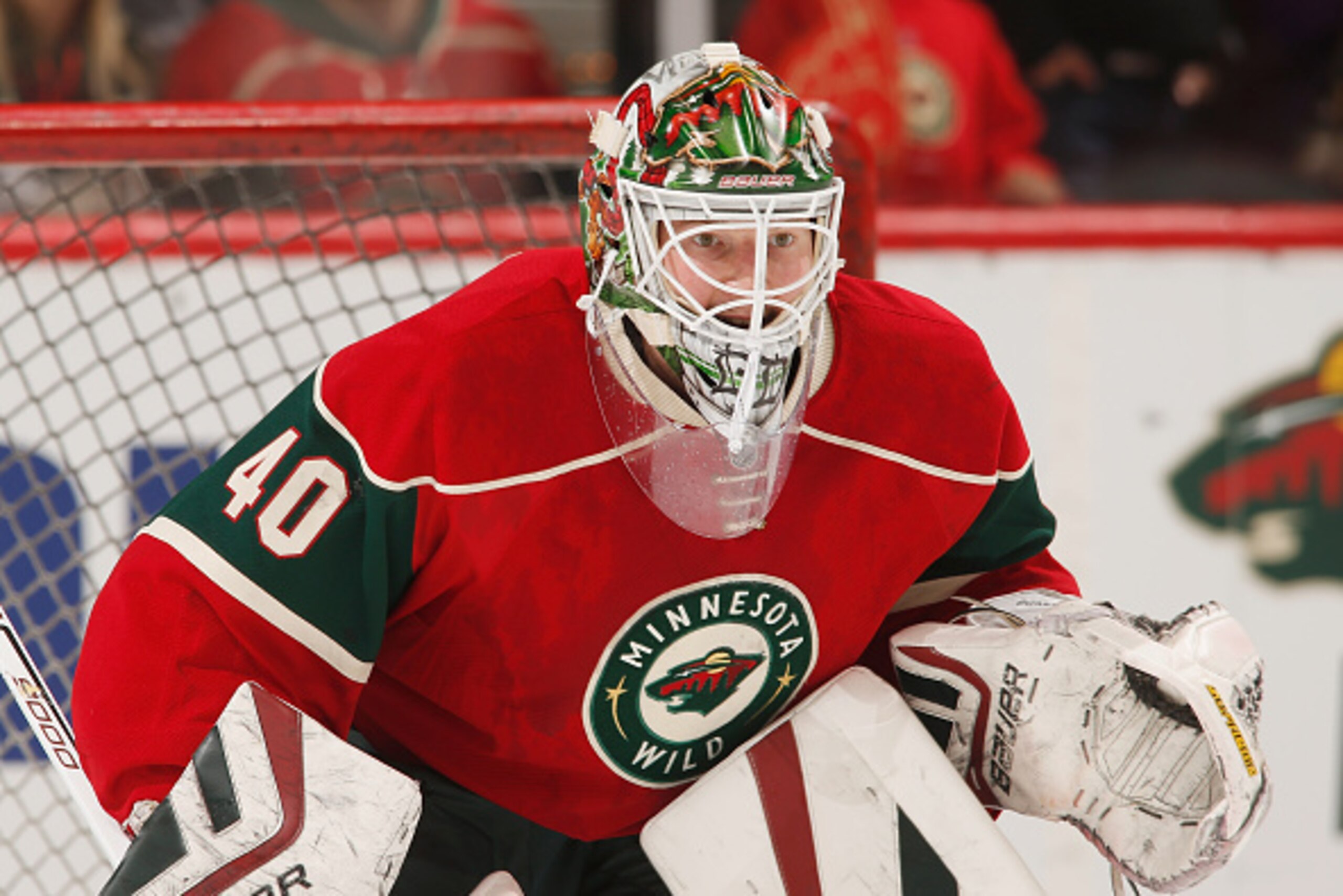 ST. PAUL, MN - FEBRUARY 24: Devan Dubnyk #40 of the Minnesota Wild warms up prior to the game against the Edmonton Oilers on February 24, 2015 at the Xcel Energy Center in St. Paul, Minnesota. (Photo by Bruce Kluckhohn/NHLI via Getty Images)