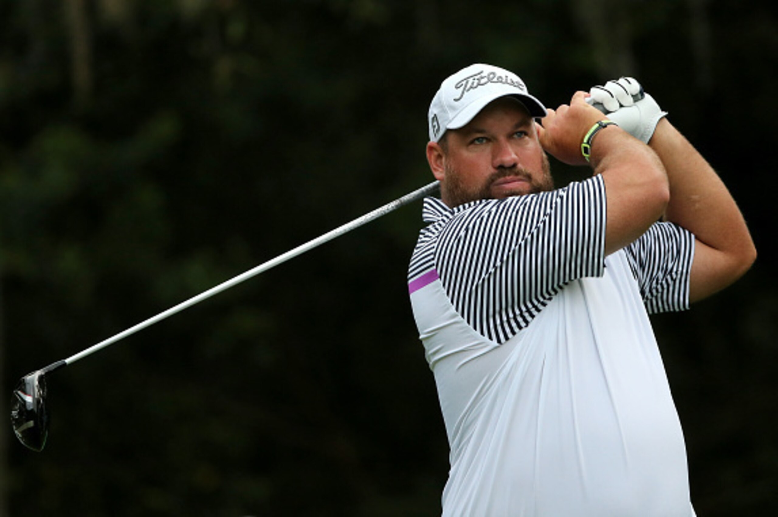 PALM HARBOR, FL - MARCH 13: Brendon de Jonge hits off the 11th tee during the second round of the Valspar Championship at Innisbrook Resort Copperhead Course on March 13, 2015 in Palm Harbor, Florida.  (Photo by Sam Greenwood/Getty Images)