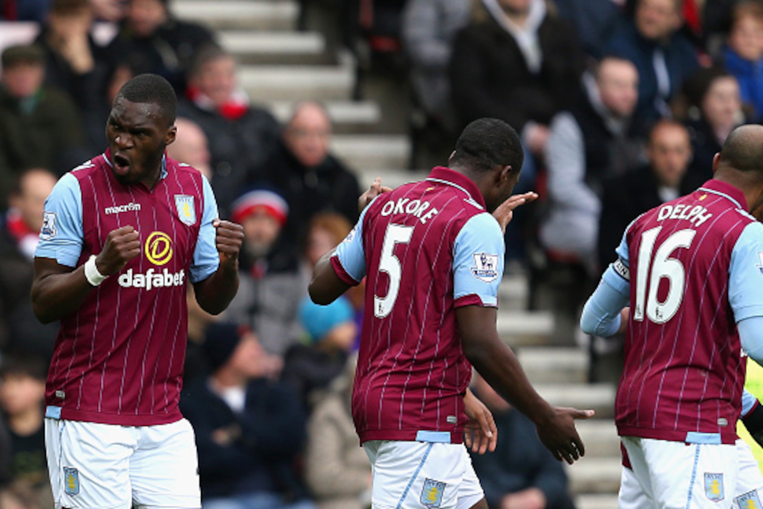 SUNDERLAND, ENGLAND - MARCH 14: Christian Benteke of Aston Villa celebrates scoring the opening goal during the Barclays Premier League match between Sunderland and Aston Villa at Stadium of Light on March 14, 2015 in Sunderland, England. (Photo by Jan SUNDERLAND, ENGLAND - MARCH 14: Christian Benteke of Aston Villa celebrates scoring the opening goal during the Barclays Premier League match between Sunderland and Aston Villa at Stadium of Light on March 14, 2015 in Sunderland, England. (Photo by Jan