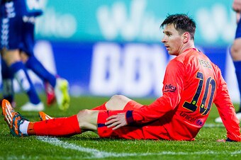 EIBAR, SPAIN - MARCH 14: Lionel Messi of FC Barcelona reacts during the La Liga match between SD Eibar and FC Barcelona at Ipurua Municipal Stadium on March 14, 2015 in Eibar, Spain.  (Photo by Juan Manuel Serrano Arce/Getty Images)