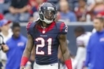 Sep 28, 2014; Houston, TX, USA; Houston Texans free safety Kendrick Lewis (21) during the game against the Buffalo Bills at NRG Stadium. Mandatory Credit: Kevin Jairaj-USA TODAY Sports