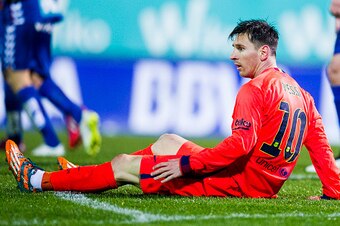 EIBAR, SPAIN - MARCH 14: Lionel Messi of FC Barcelona reacts during the La Liga match between SD Eibar and FC Barcelona at Ipurua Municipal Stadium on March 14, 2015 in Eibar, Spain.  (Photo by Juan Manuel Serrano Arce/Getty Images)