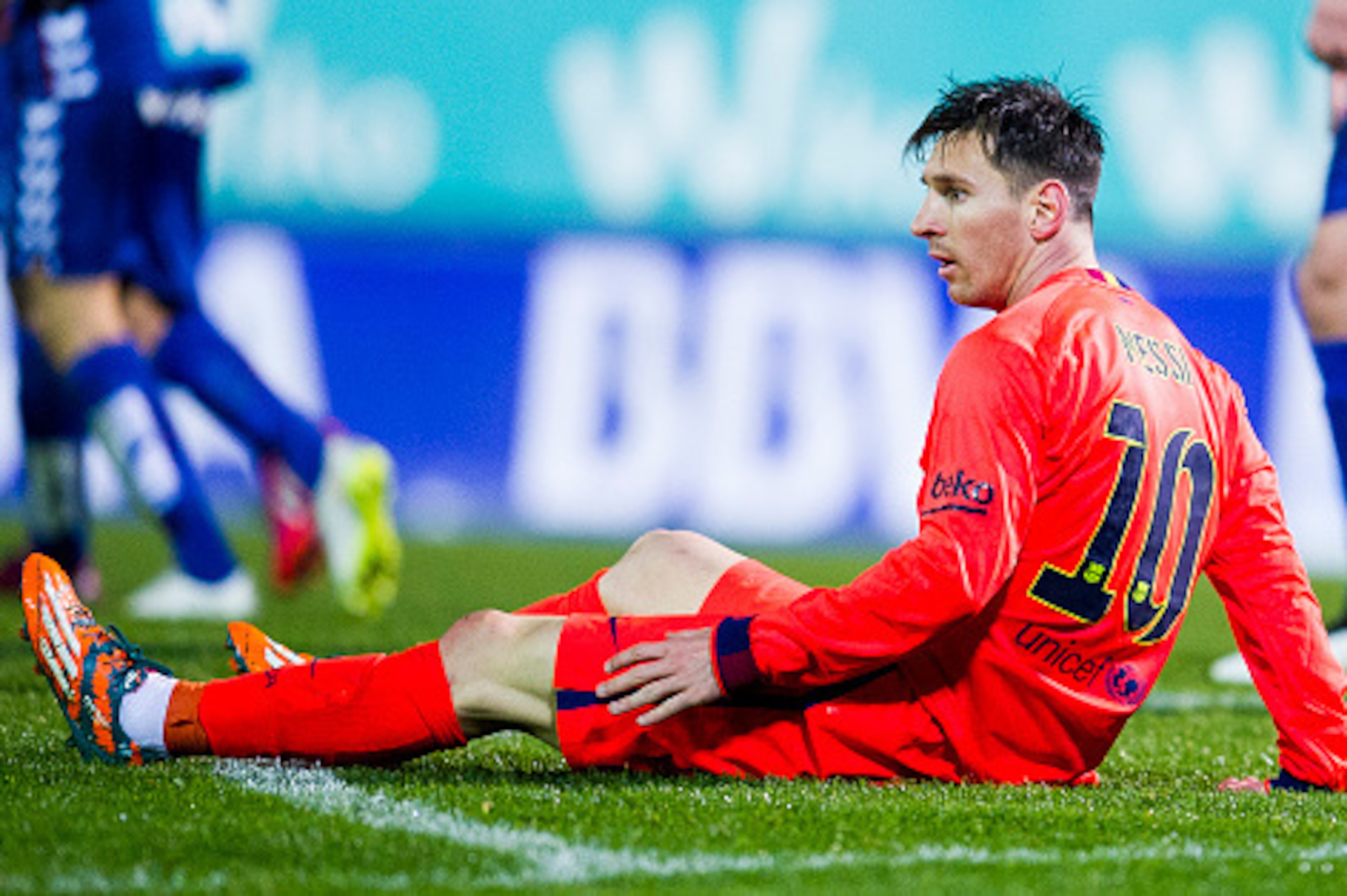 EIBAR, SPAIN - MARCH 14: Lionel Messi of FC Barcelona reacts during the La Liga match between SD Eibar and FC Barcelona at Ipurua Municipal Stadium on March 14, 2015 in Eibar, Spain.  (Photo by Juan Manuel Serrano Arce/Getty Images)