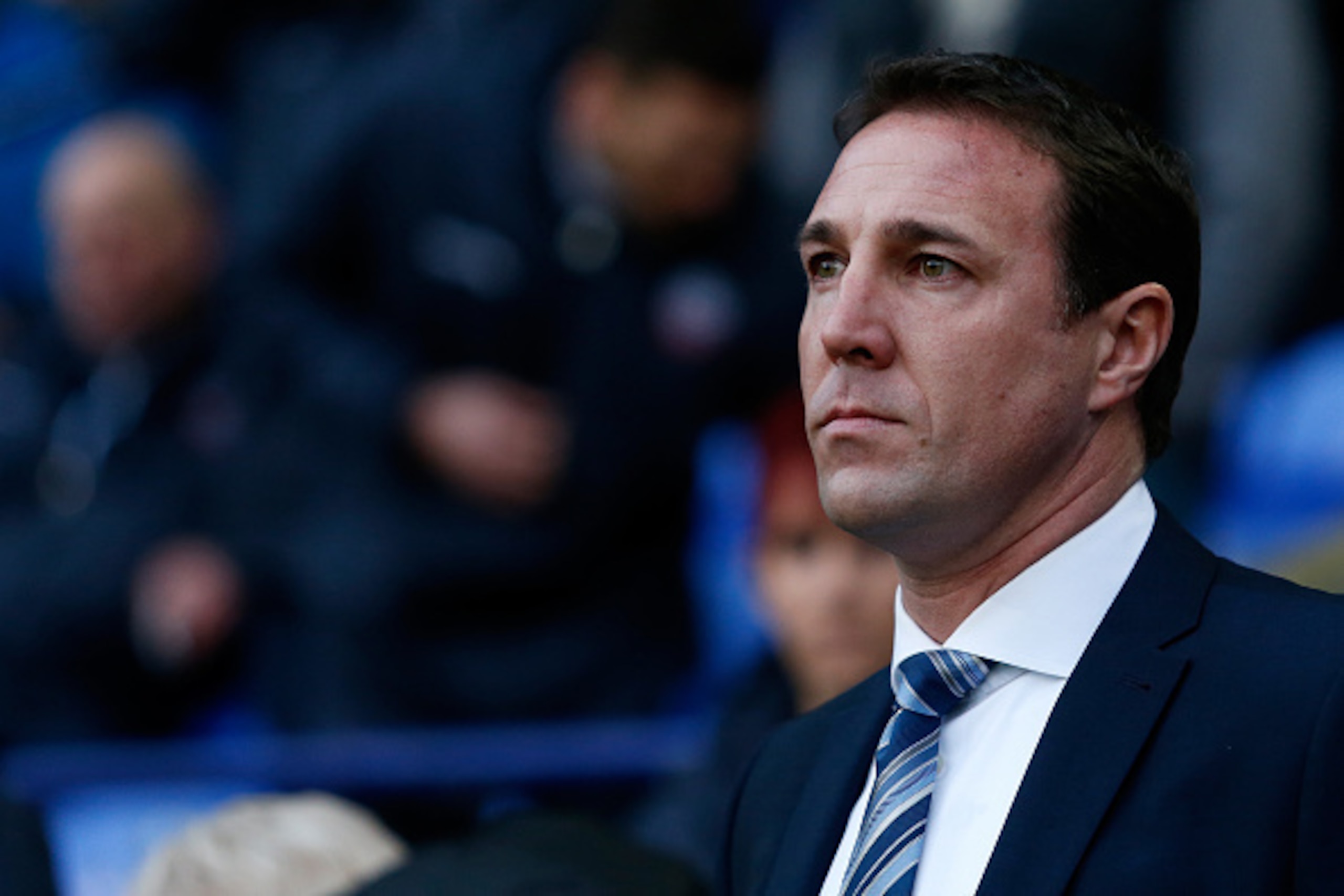 BOLTON, ENGLAND - JANUARY 03: Manager Malky Mackay of Wigan watches on during the FA Cup Third Round match between Bolton Wanderers and Wigan Athletic at the Macron Stadium on January 3, 2015 in Bolton, England. (Photo by Paul Thomas/Getty Images)
