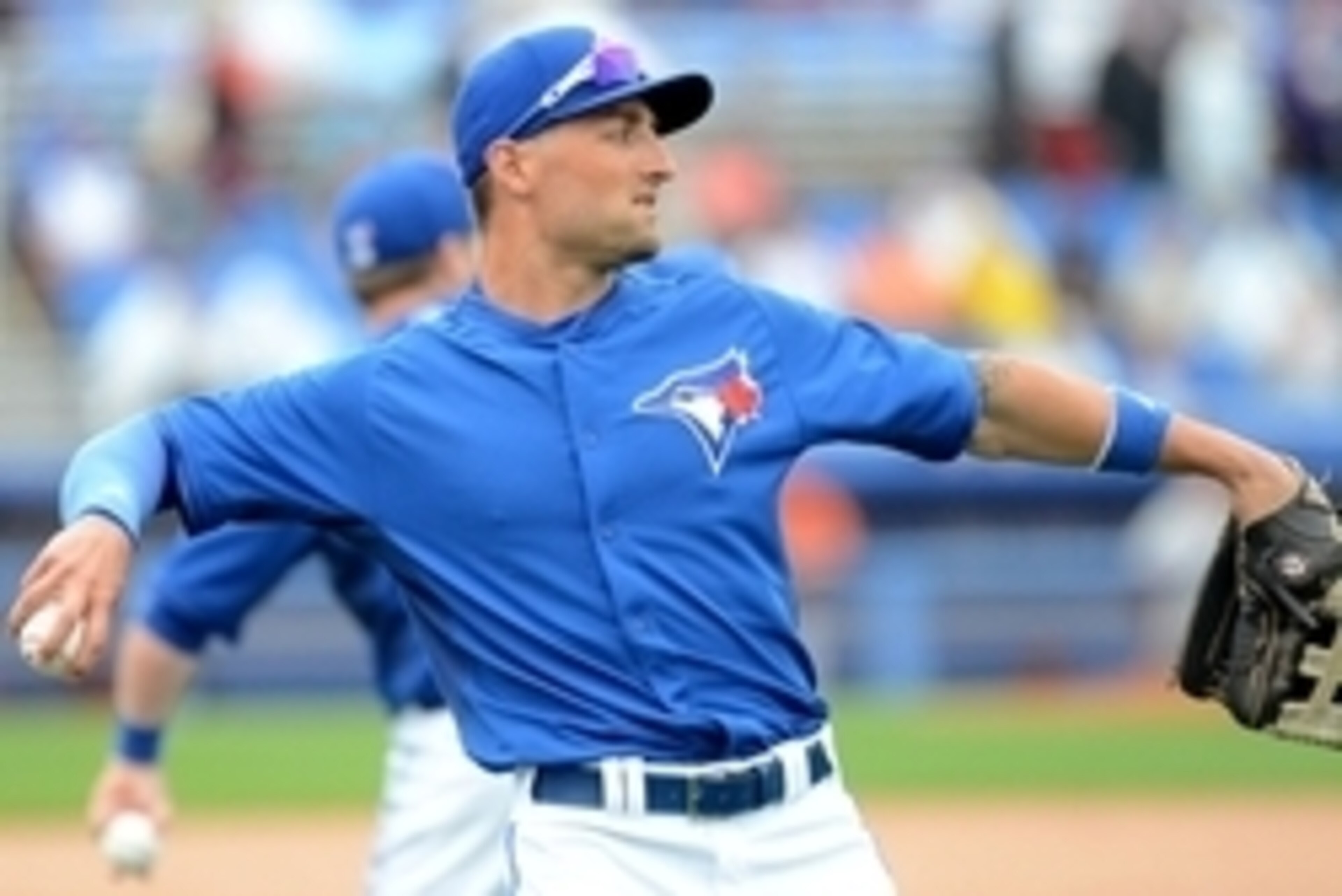Mar 6, 2015; Dunedin, FL, USA;  Toronto Blue Jays  outfielder Kevin Pillar (11) warms up before the start of the spring training baseball game against the Baltimore Orioles  at Florida Auto Exchange Park. Mandatory Credit: Jonathan Dyer-USA TODAY Sports